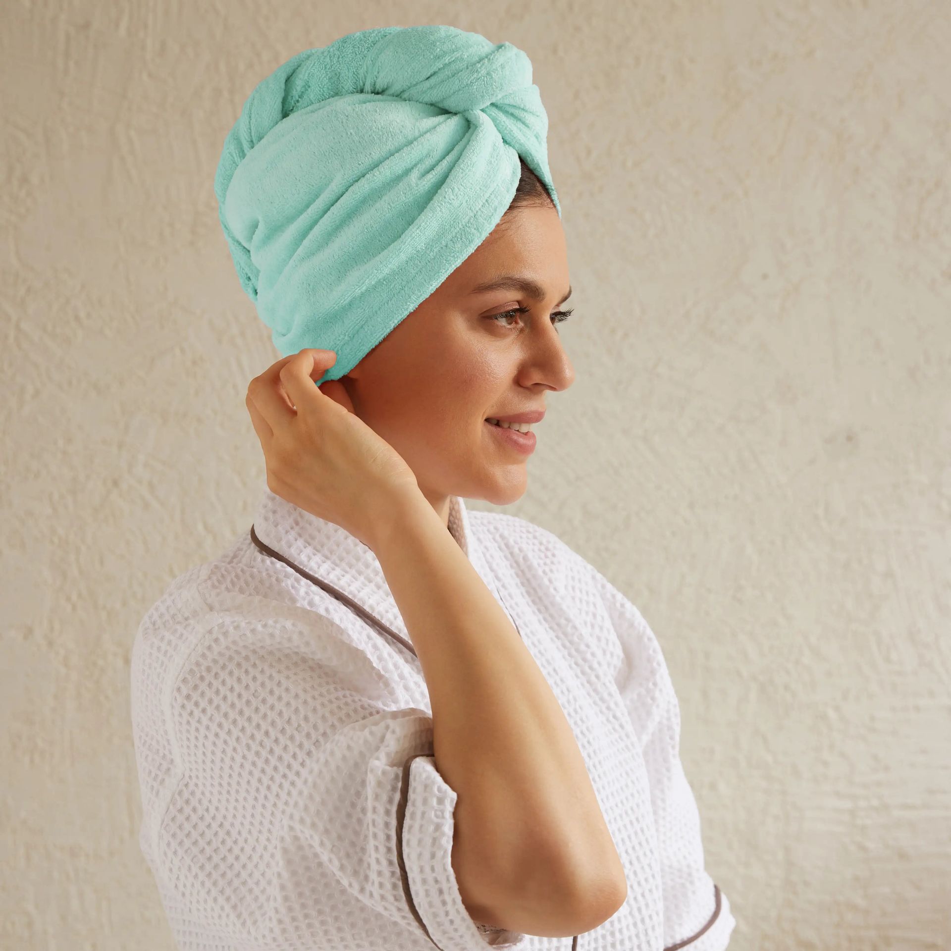 Solid Dyed 360 GSM 100% Cotton Aqua One Size Head Wrap | Paleto