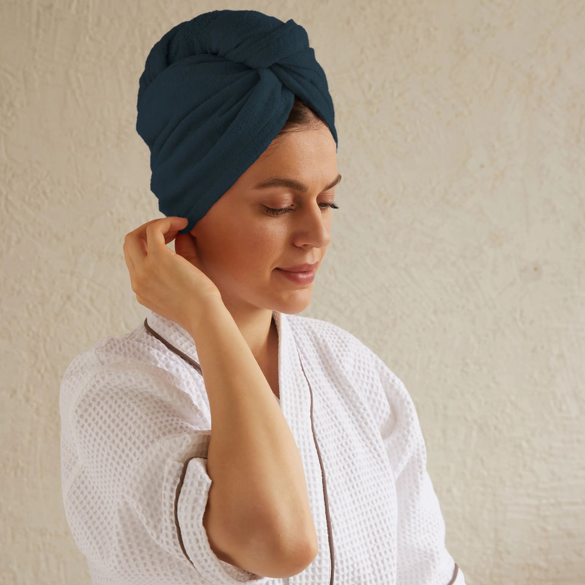 Solid Dyed 360 GSM 100% Cotton Navy Blue One Size Head Wrap | Paleto