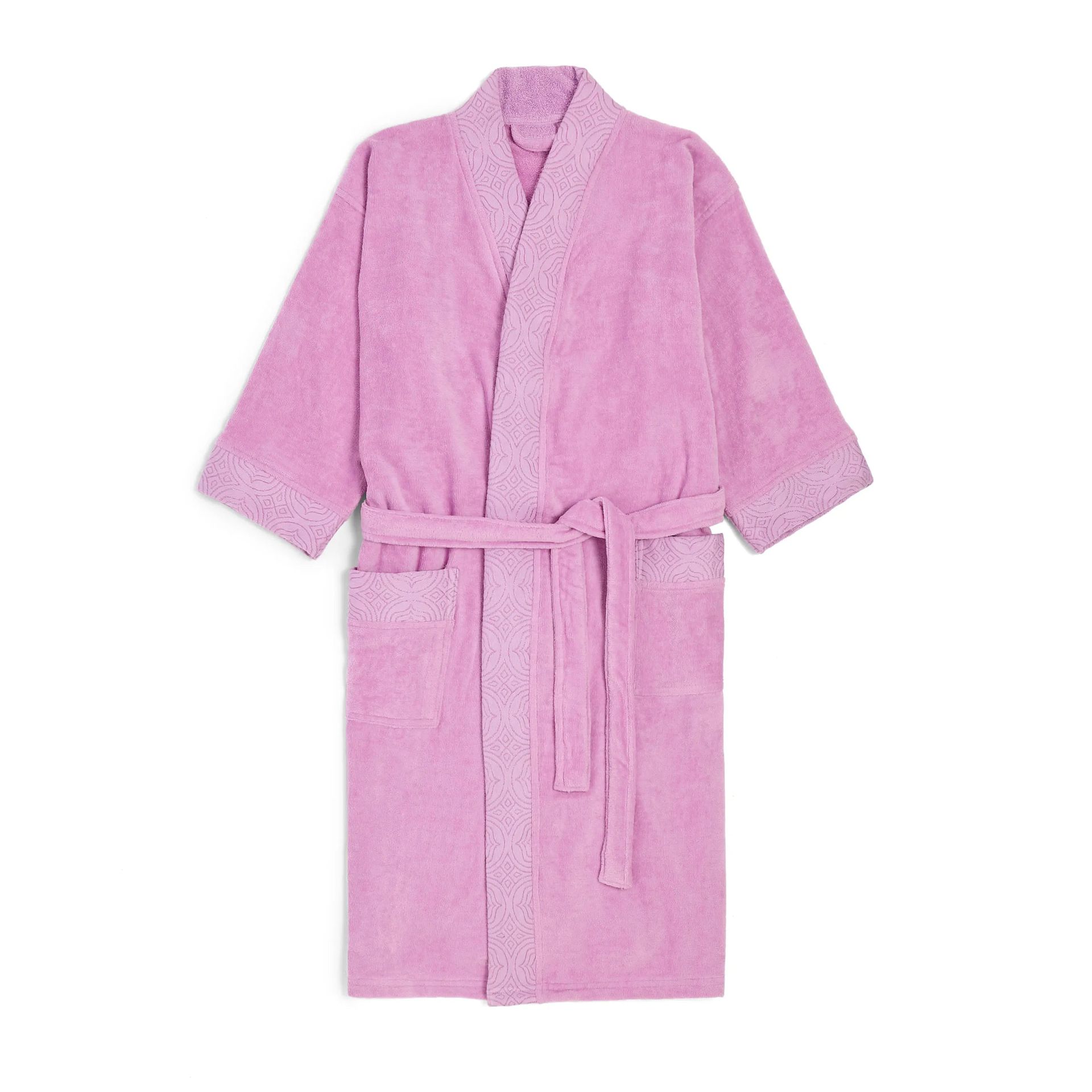Waffle Jacquard 280 GSM 100% Cotton Lavender Medium Bath Robe | De Jacquard