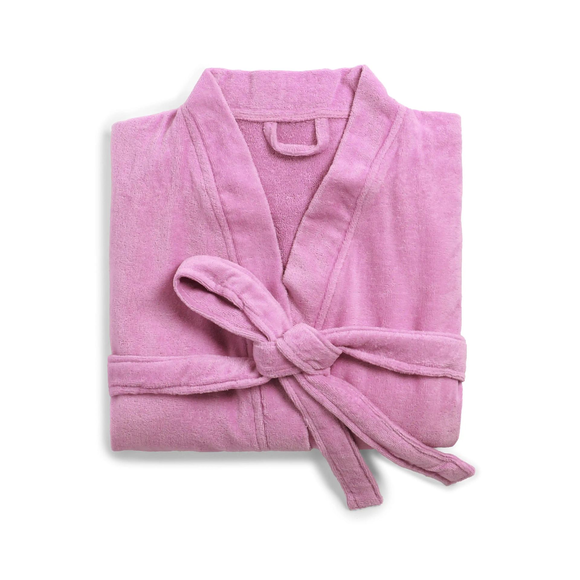 Solid Dyed 360 GSM 100% Cotton Lavender Medium Bath Robe | Paleto