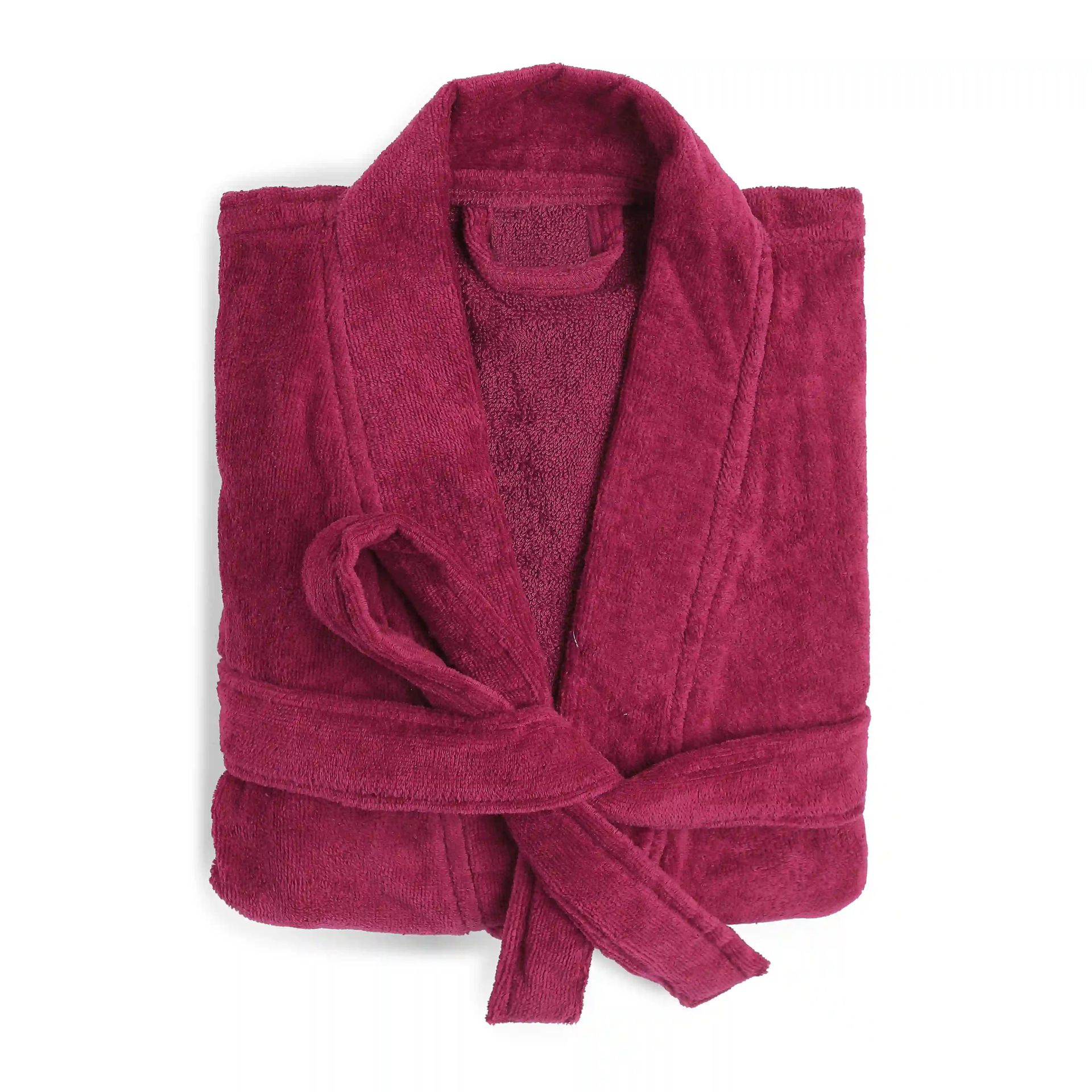 Solid Dyed 360 GSM 100% Cotton Maroon Medium Bath Robe | Paleto