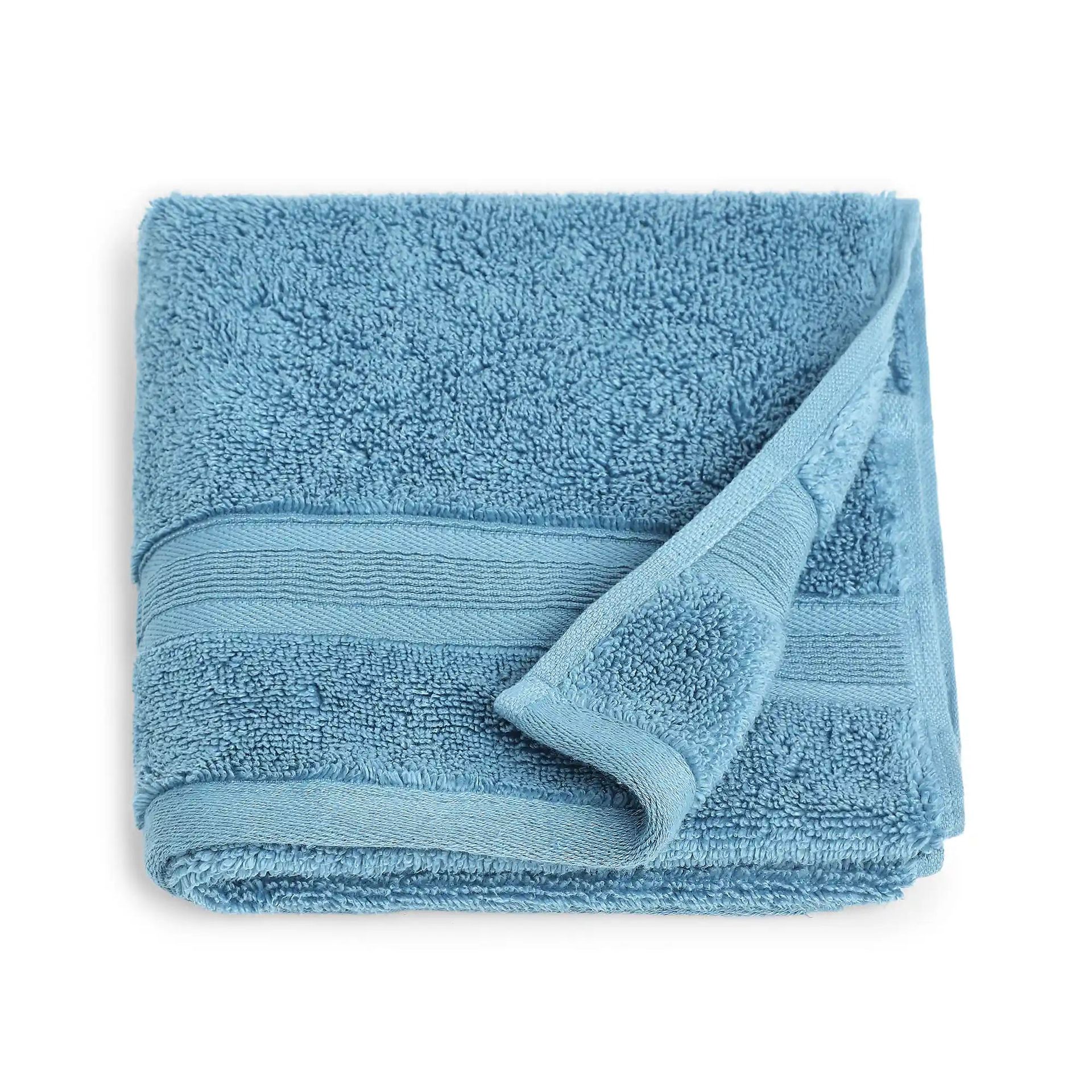 Solid Dyed 550 GSM 100% Cotton Moonlight Blue Hand Towel | Pelushe