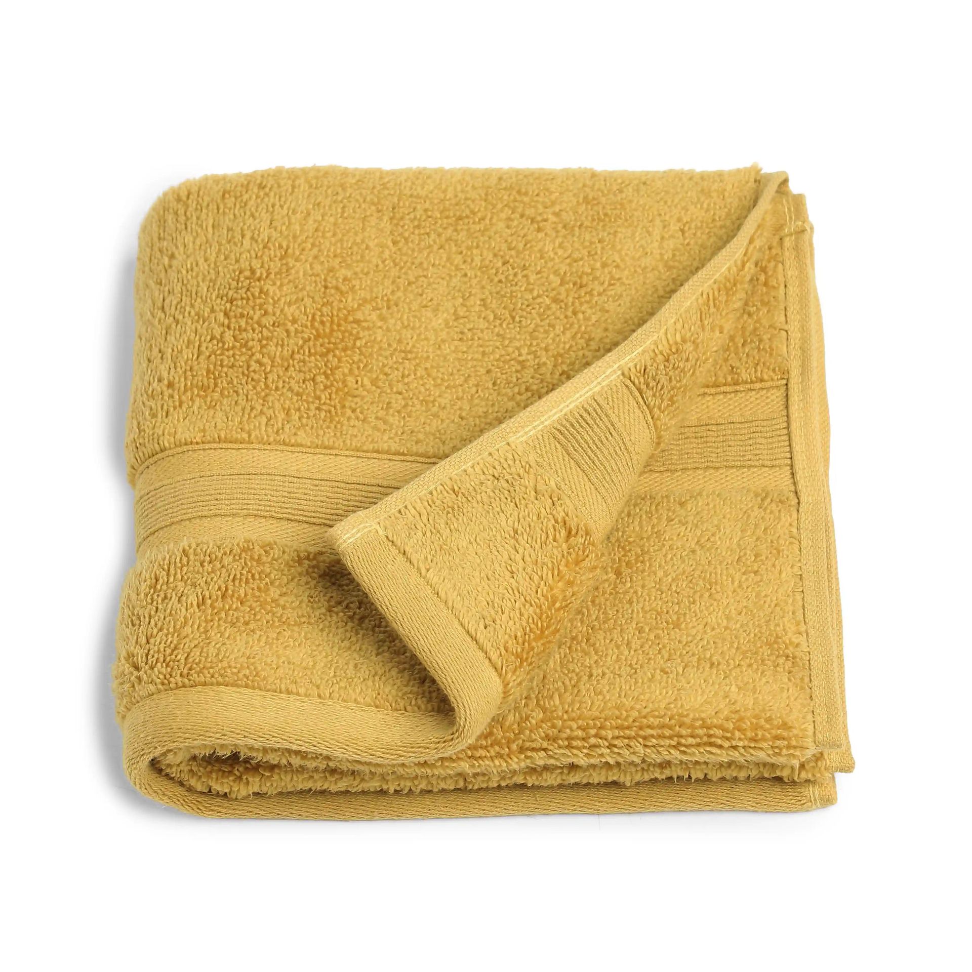 Solid Dyed 550 GSM 100% Cotton Sunlit Honey Hand Towel | Pelushe