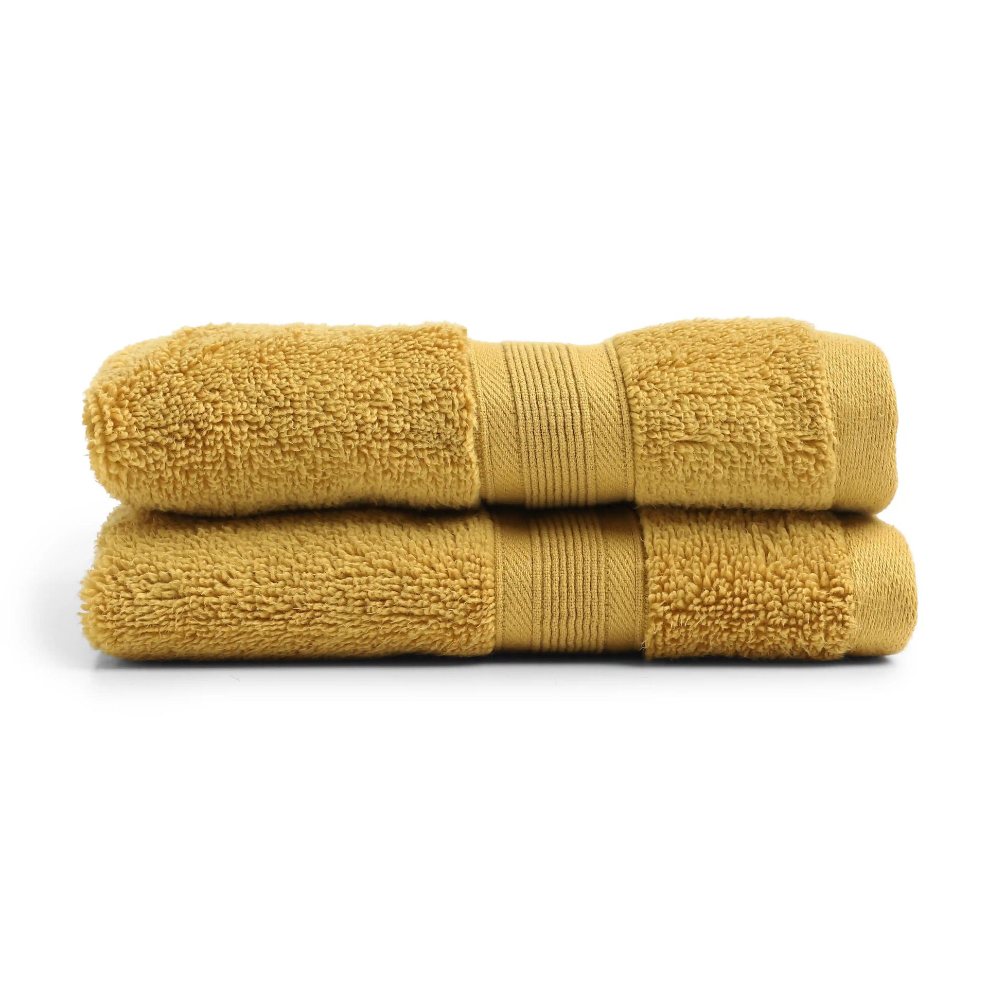 Solid Dyed 550 GSM 100% Cotton Sunlit Honey Hand Towel | Pelushe