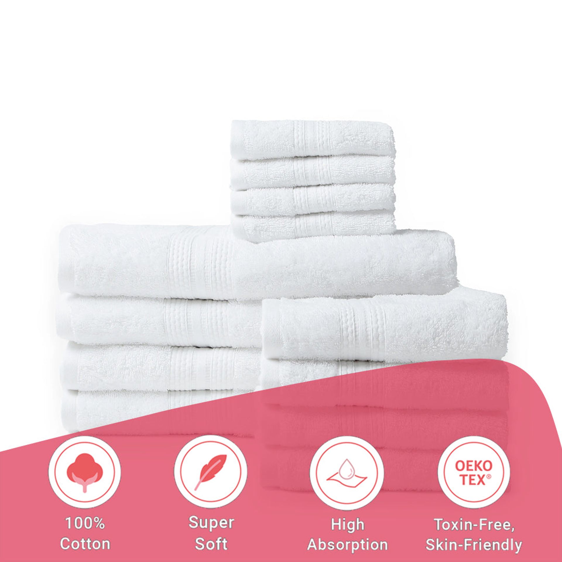 Solid Dyed 475 GSM 100% Cotton Optical White 12 Piece Towel Set | Paleto