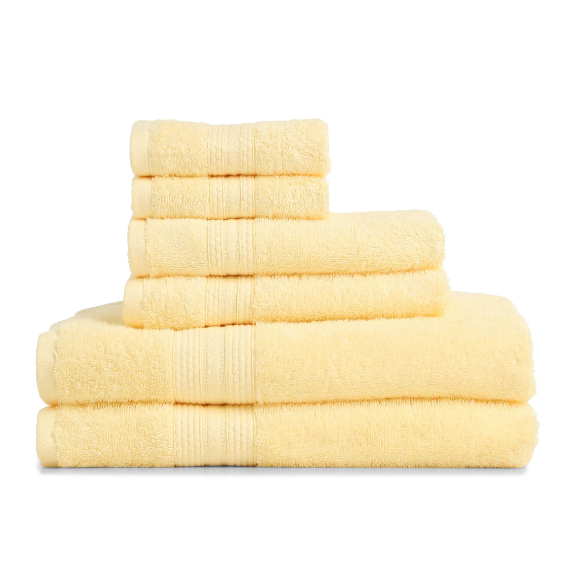 Solid Dyed 475 GSM 100% Cotton Buttercream 6 Piece Towel Set | Paleto