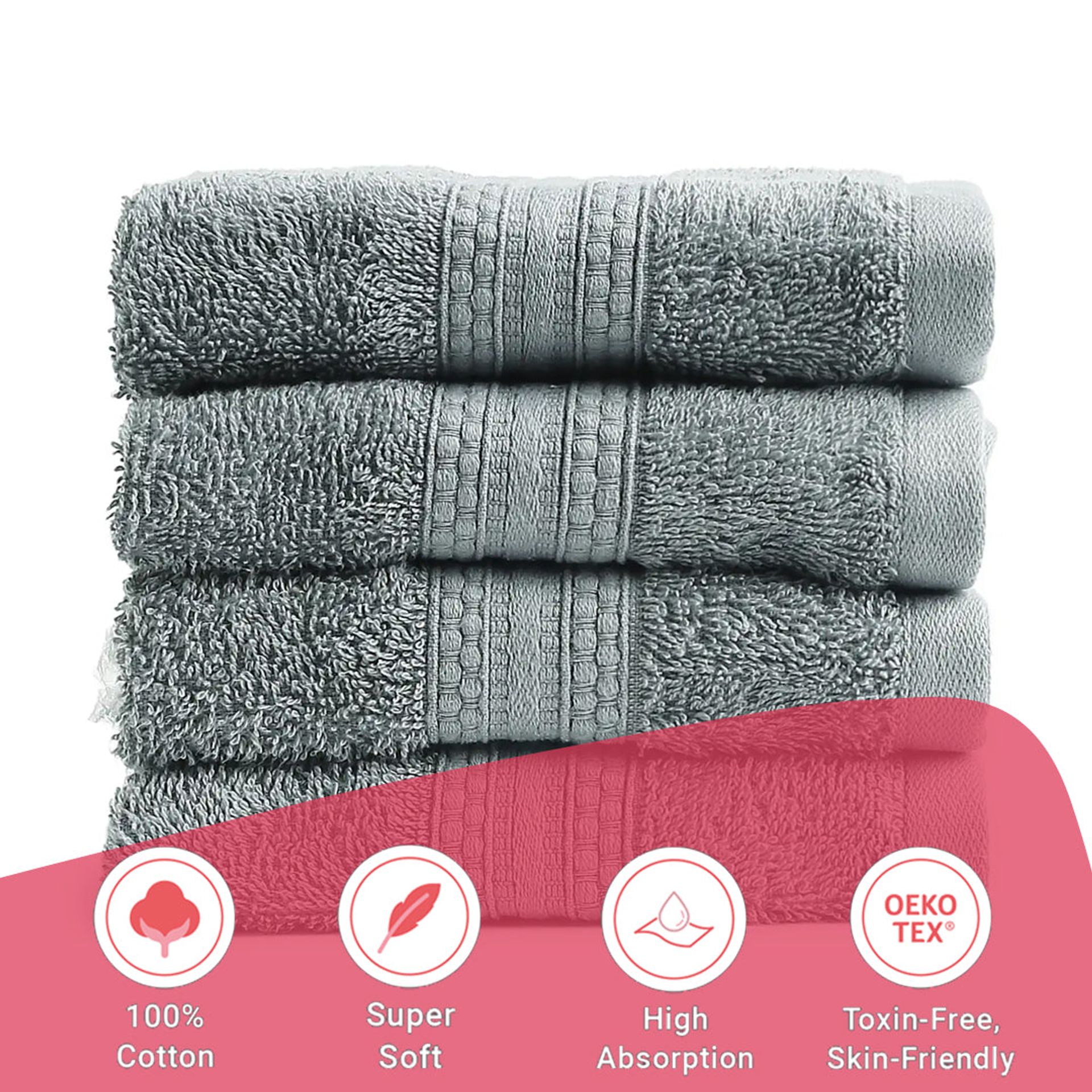 Solid Dyed 475 GSM 100% Cotton Graphite Face Towel | Paleto