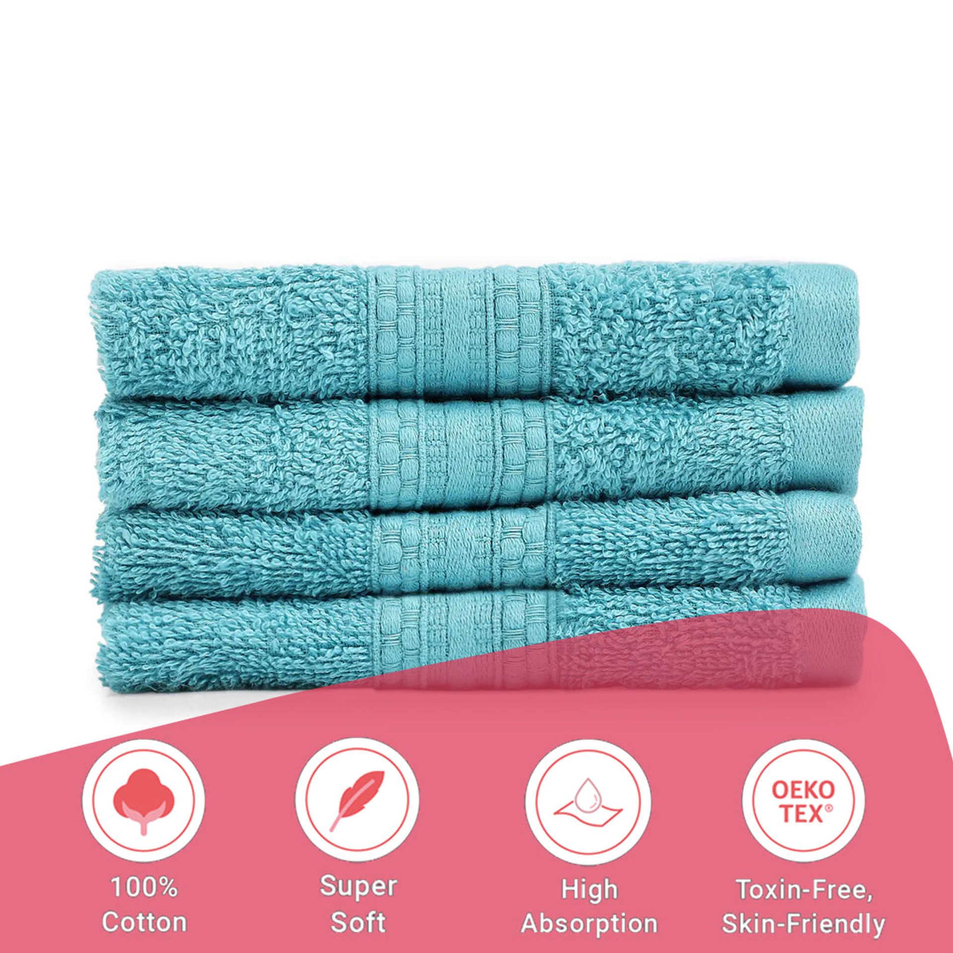Solid Dyed 475 GSM 100% Cotton Teal Face Towel | Paleto