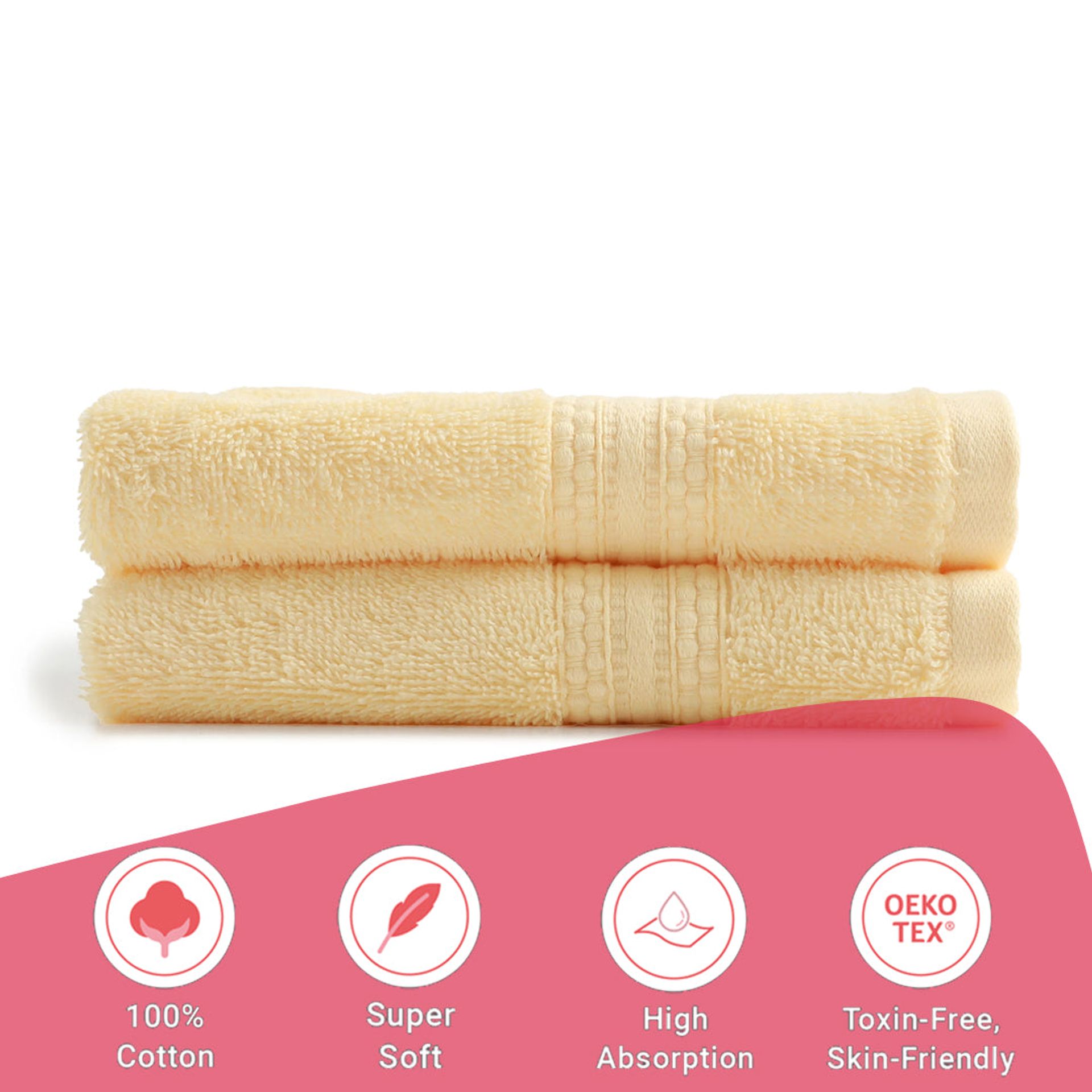 Solid Dyed 475 GSM 100% Cotton Buttercream Hand Towel | Paleto