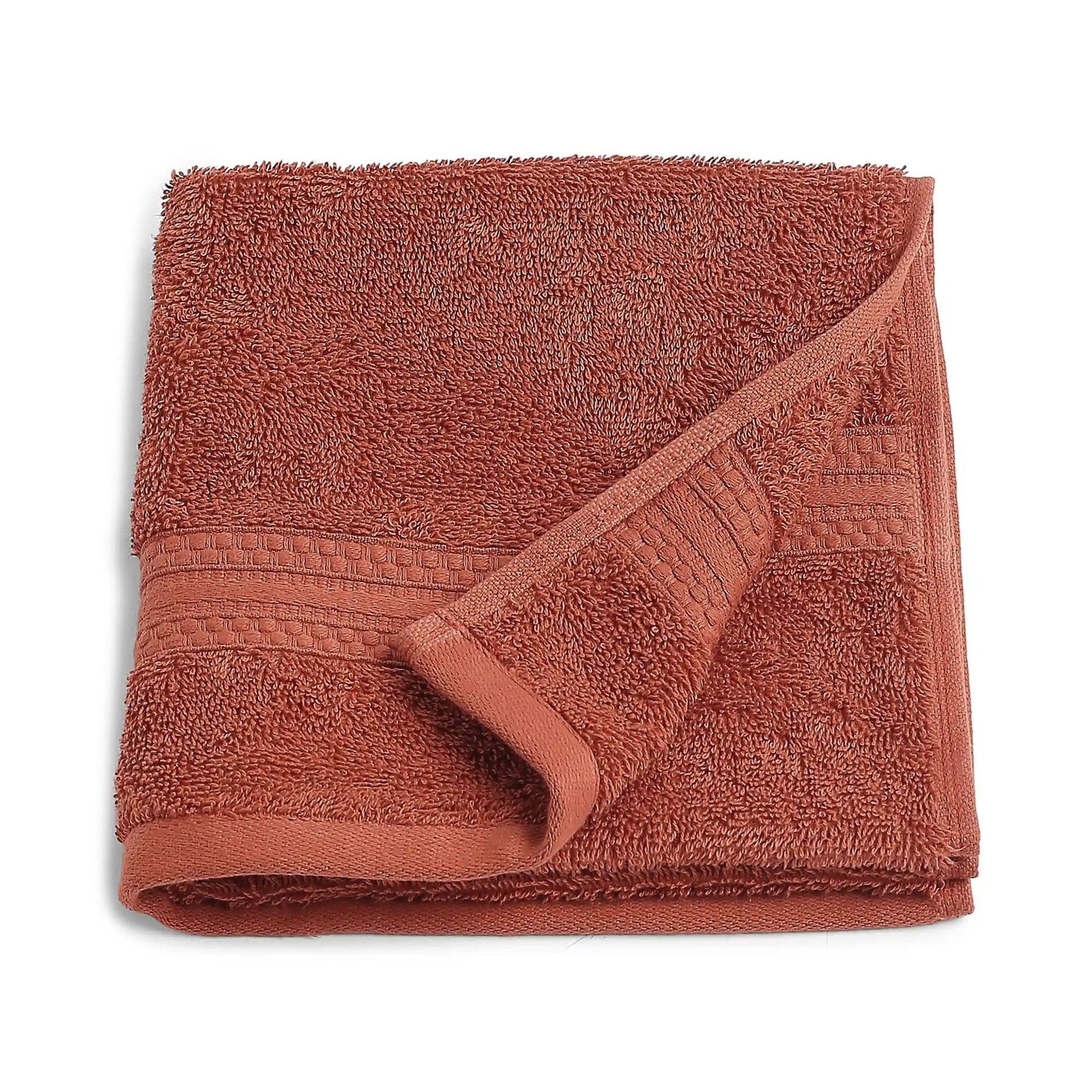 Solid Dyed 475 GSM 100% Cotton Burnt Red Hand Towel | Paleto