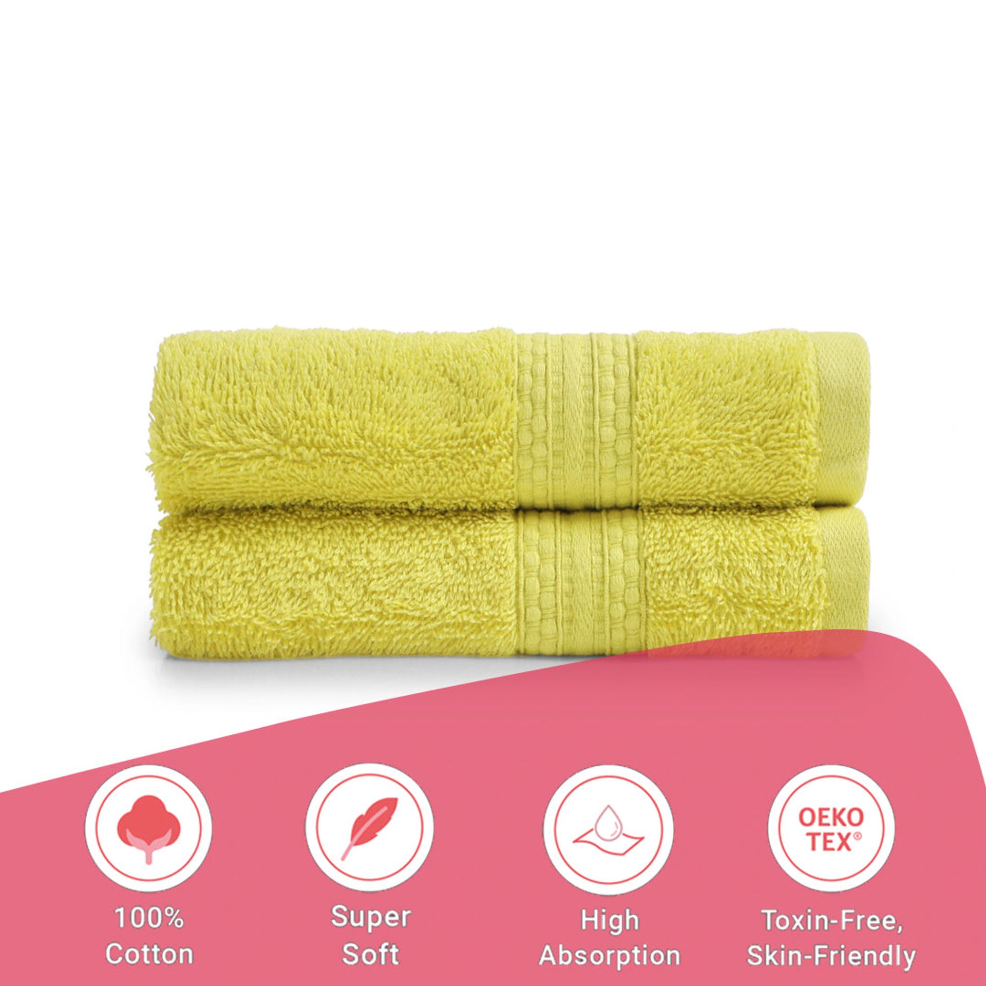 Solid Dyed 475 GSM 100% Cotton Apple Green Hand Towel | Paleto
