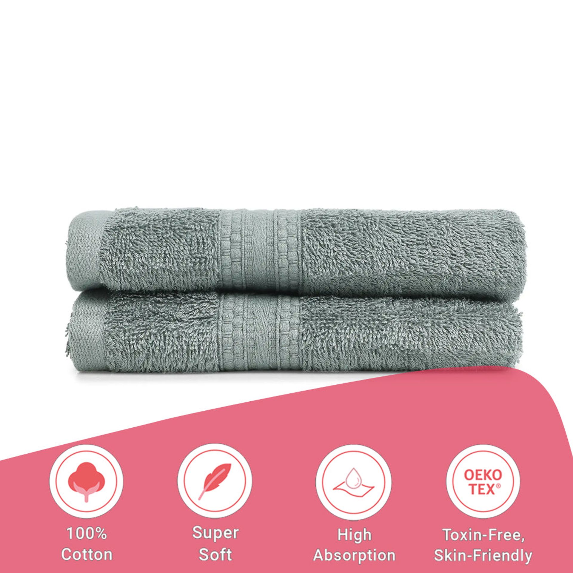 Solid Dyed 475 GSM 100% Cotton Graphite Hand Towel | Paleto