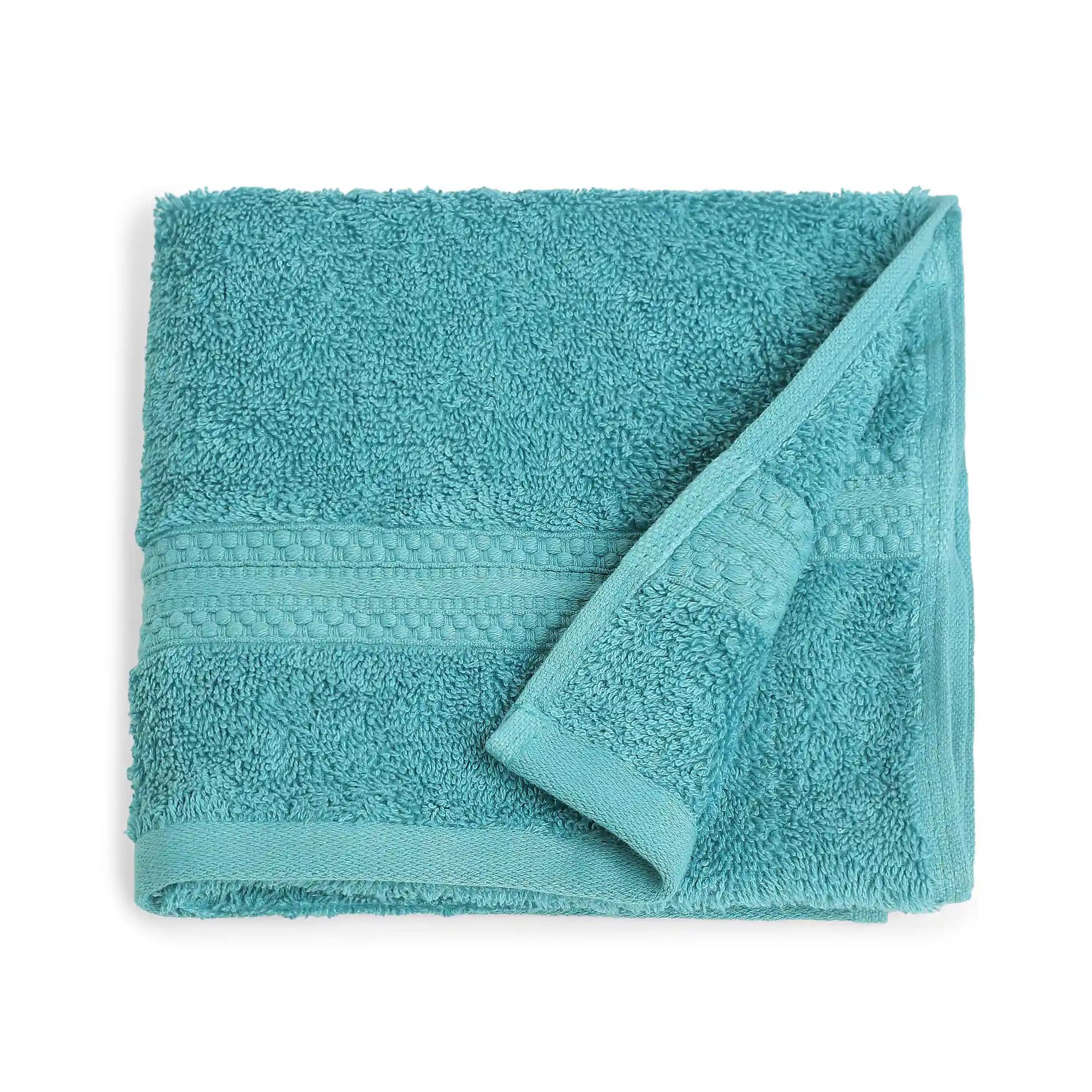 Solid Dyed 475 GSM 100% Cotton Teal Hand Towel | Paleto