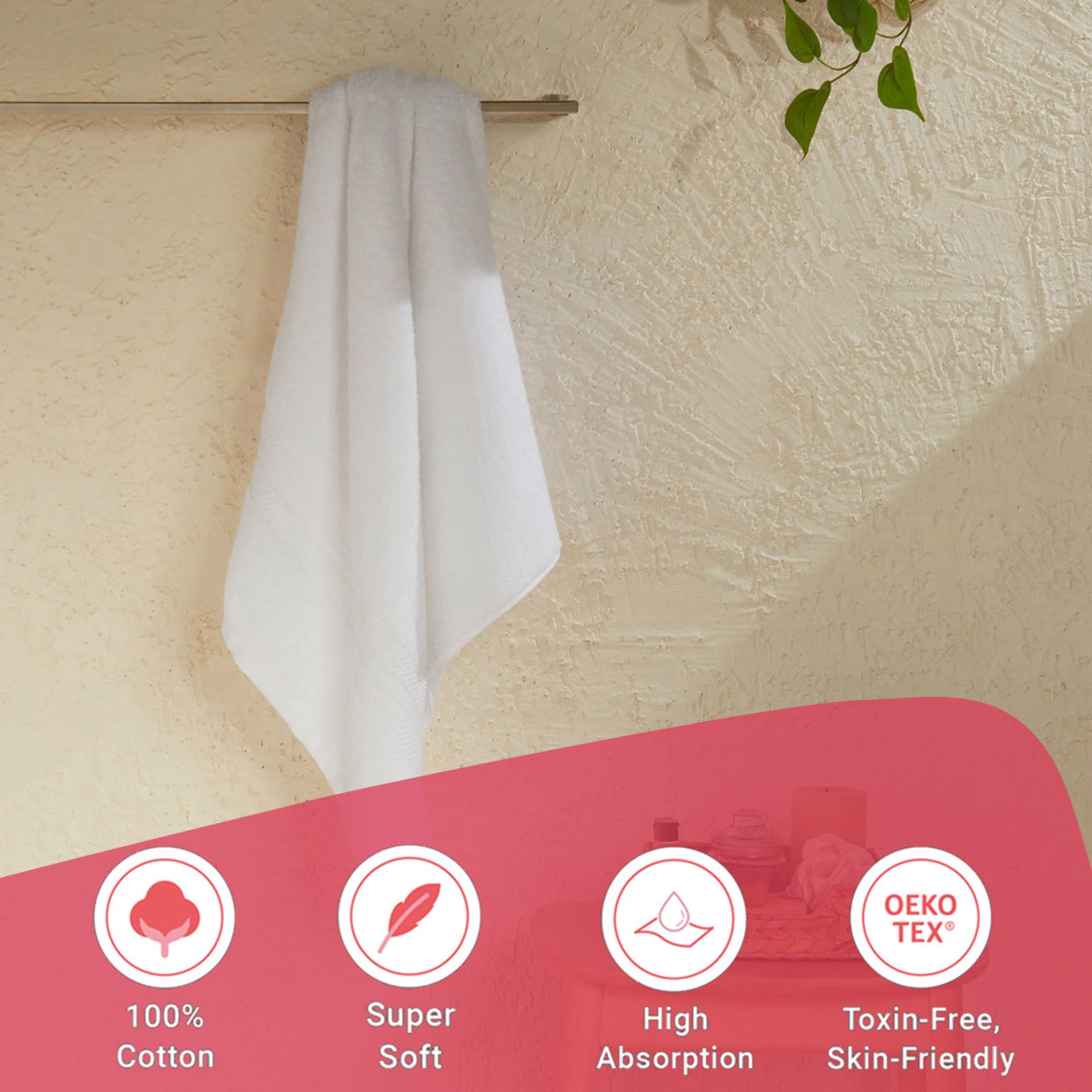 Solid Dyed 475 GSM 100% Cotton Optical White Bath Towel | Paleto