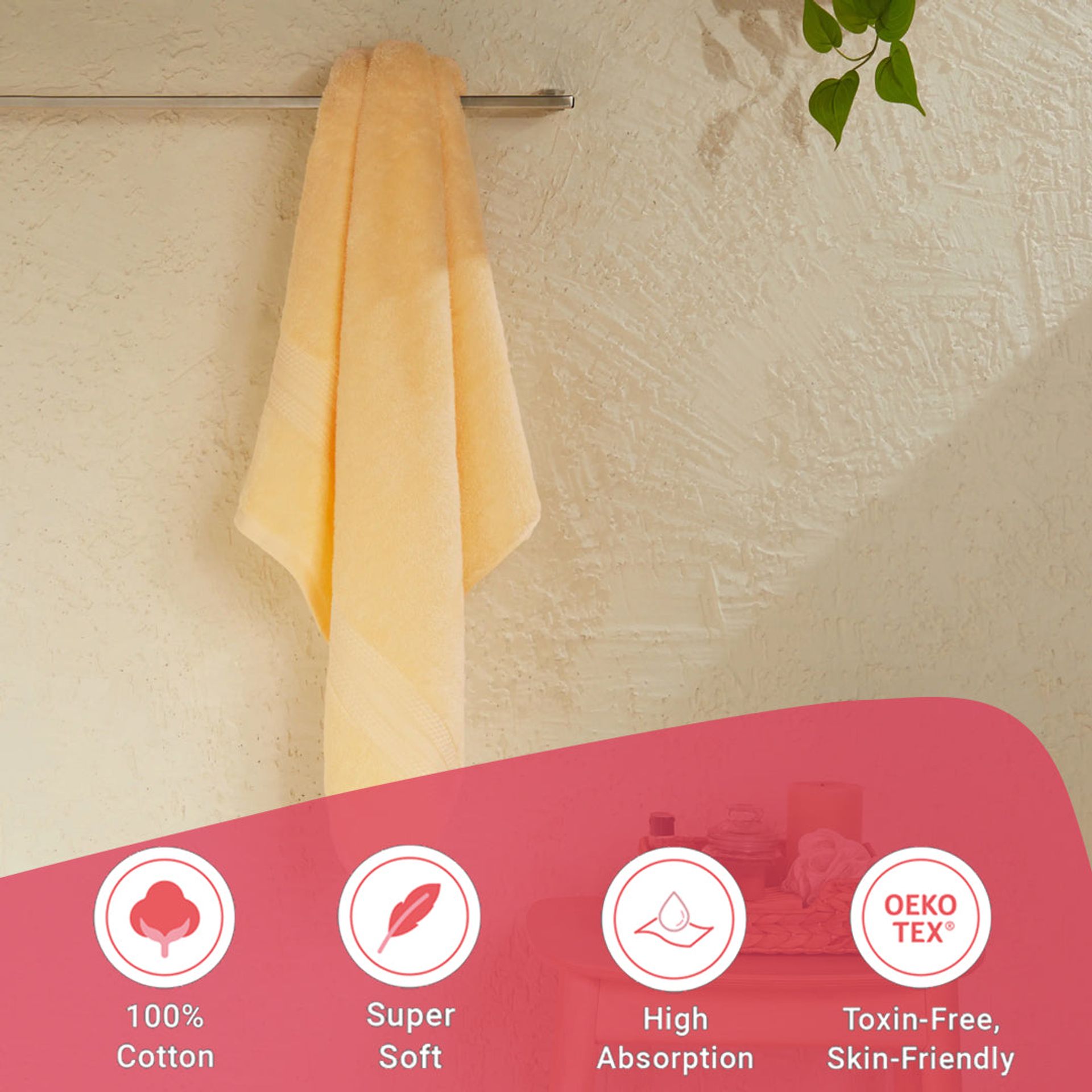 Solid Dyed 475 GSM 100% Cotton Buttercream Bath Towel | Paleto