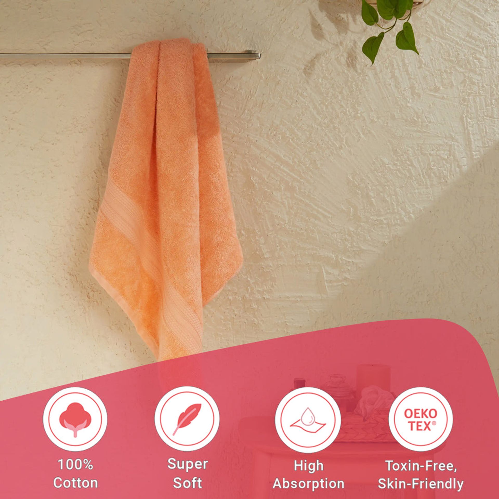 Solid Dyed 475 GSM 100% Cotton Peach Fuzz Bath Towel | Paleto