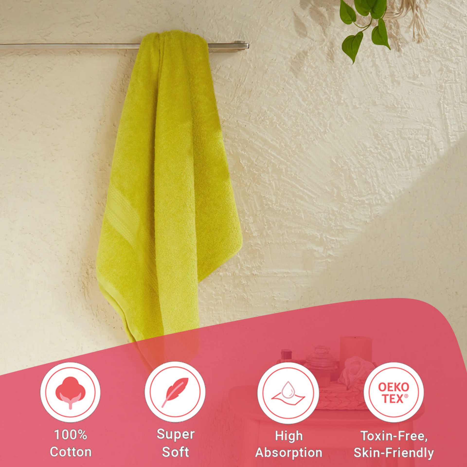 Solid Dyed 475 GSM 100% Cotton Apple Green Bath Towel | Paleto