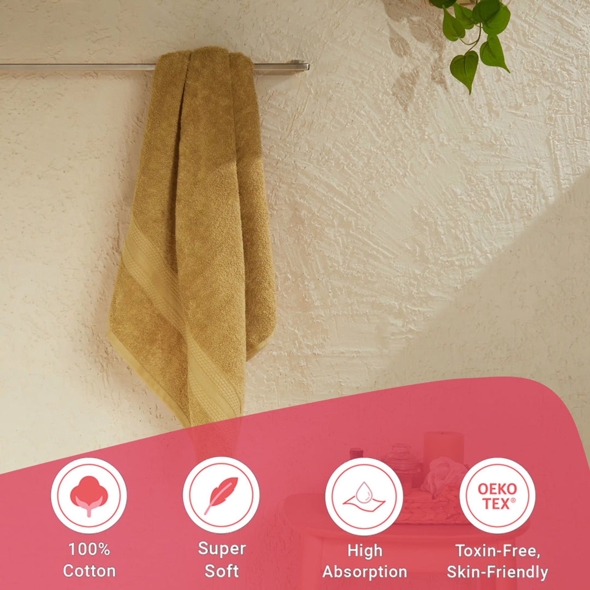 Solid Dyed 475 GSM 100% Cotton Beige Bath Towel | Paleto