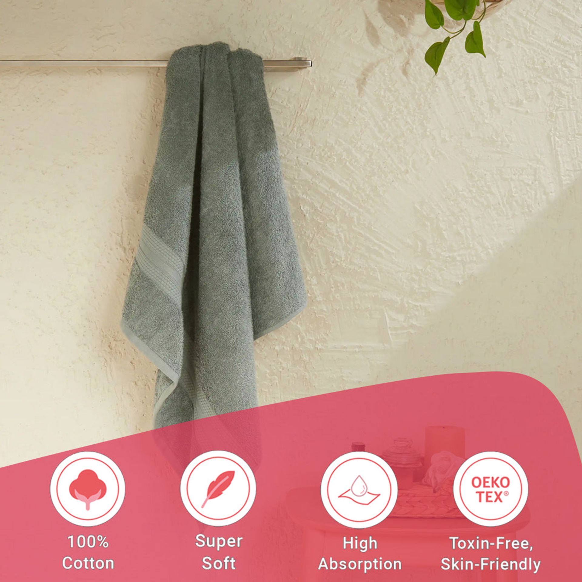 Solid Dyed 475 GSM 100% Cotton Graphite Bath Towel | Paleto