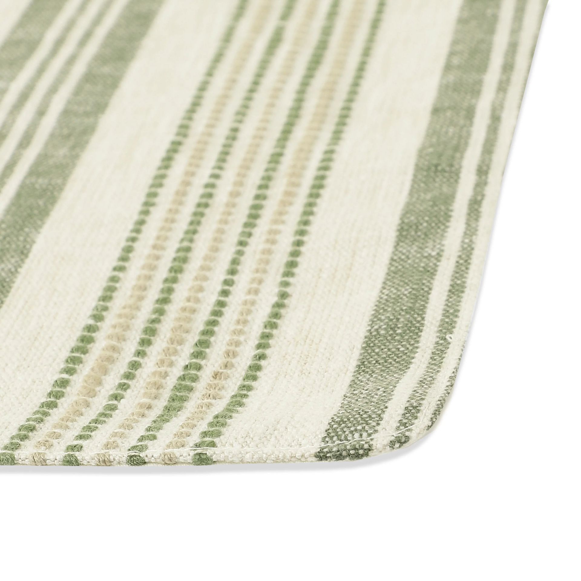 Woven Stripe 331 GSM 58% Cotton Green Set of 4 Table Mat | Kaleida