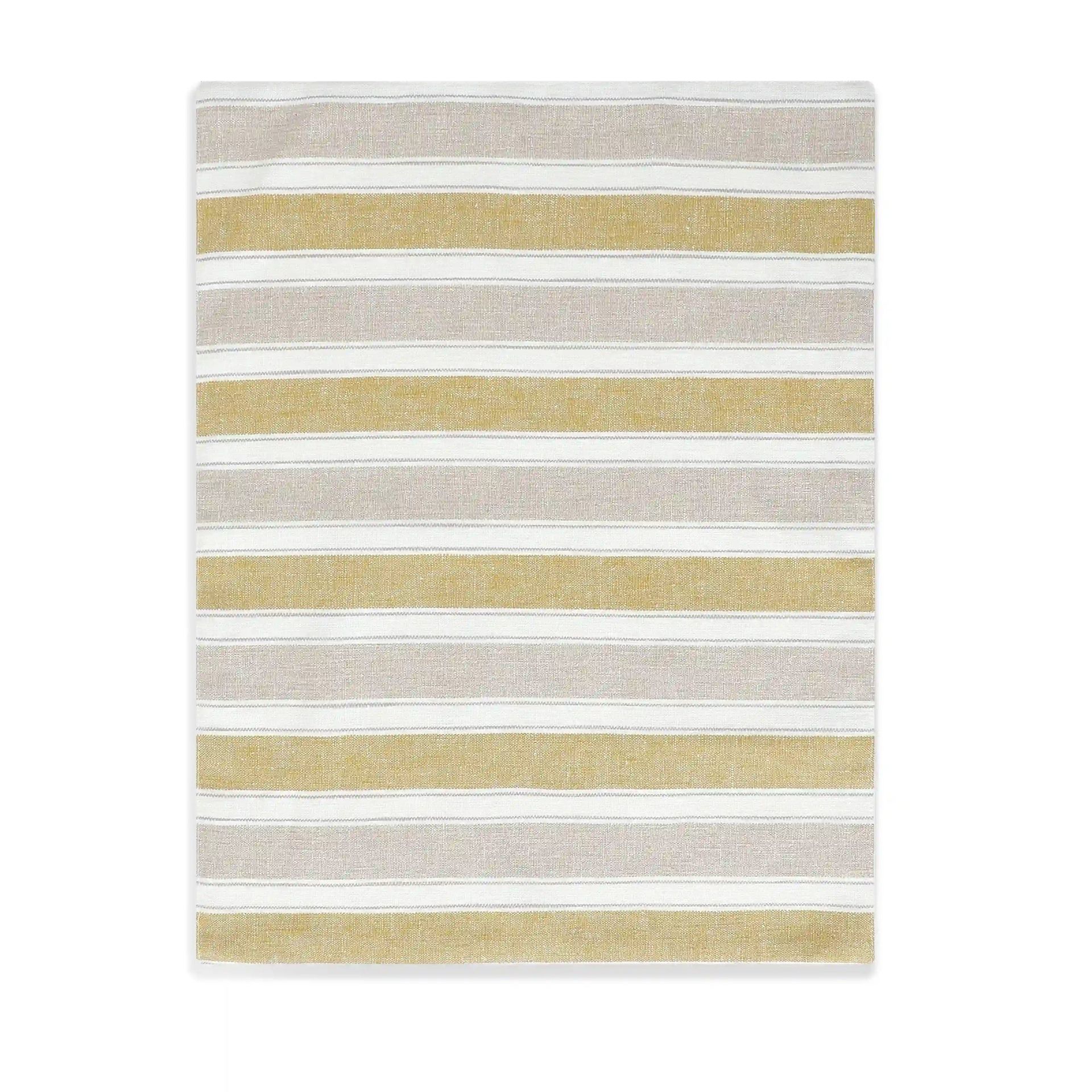 Woven Stripe 302 GSM 52% Cotton Yellow Set of 6 Table Mat | Kaleida
