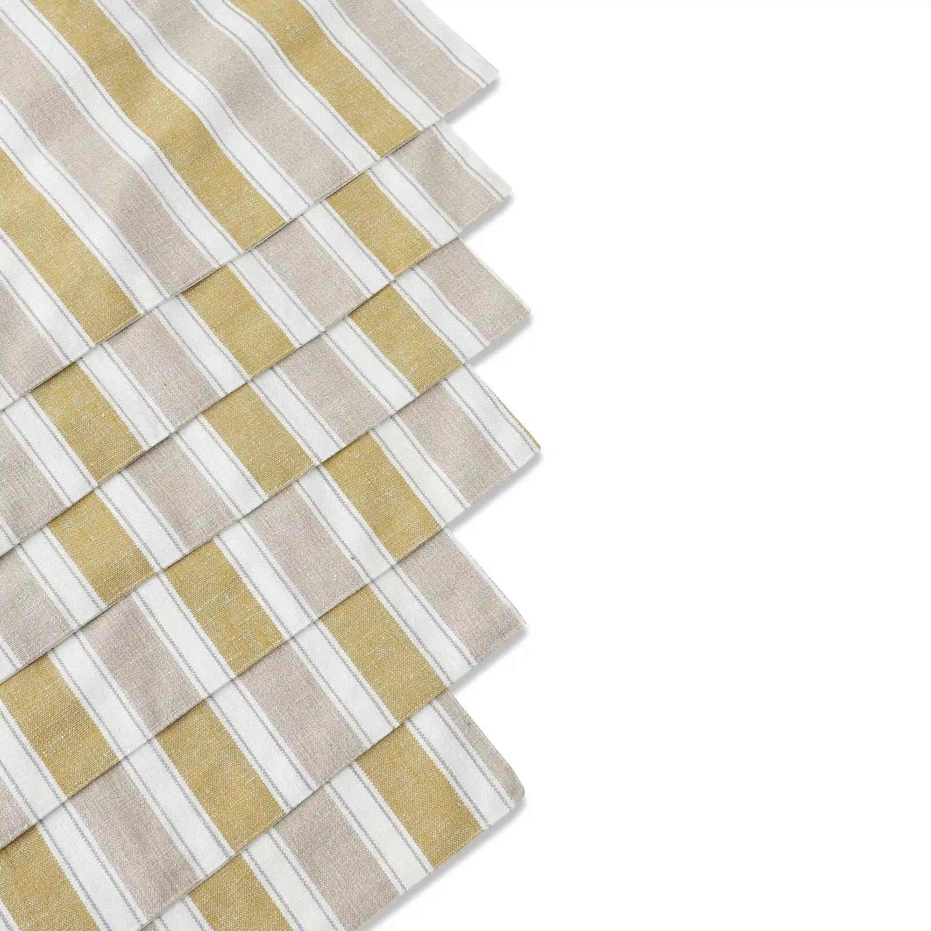 Woven Stripe 302 GSM 52% Cotton Yellow Set of 6 Table Mat | Kaleida