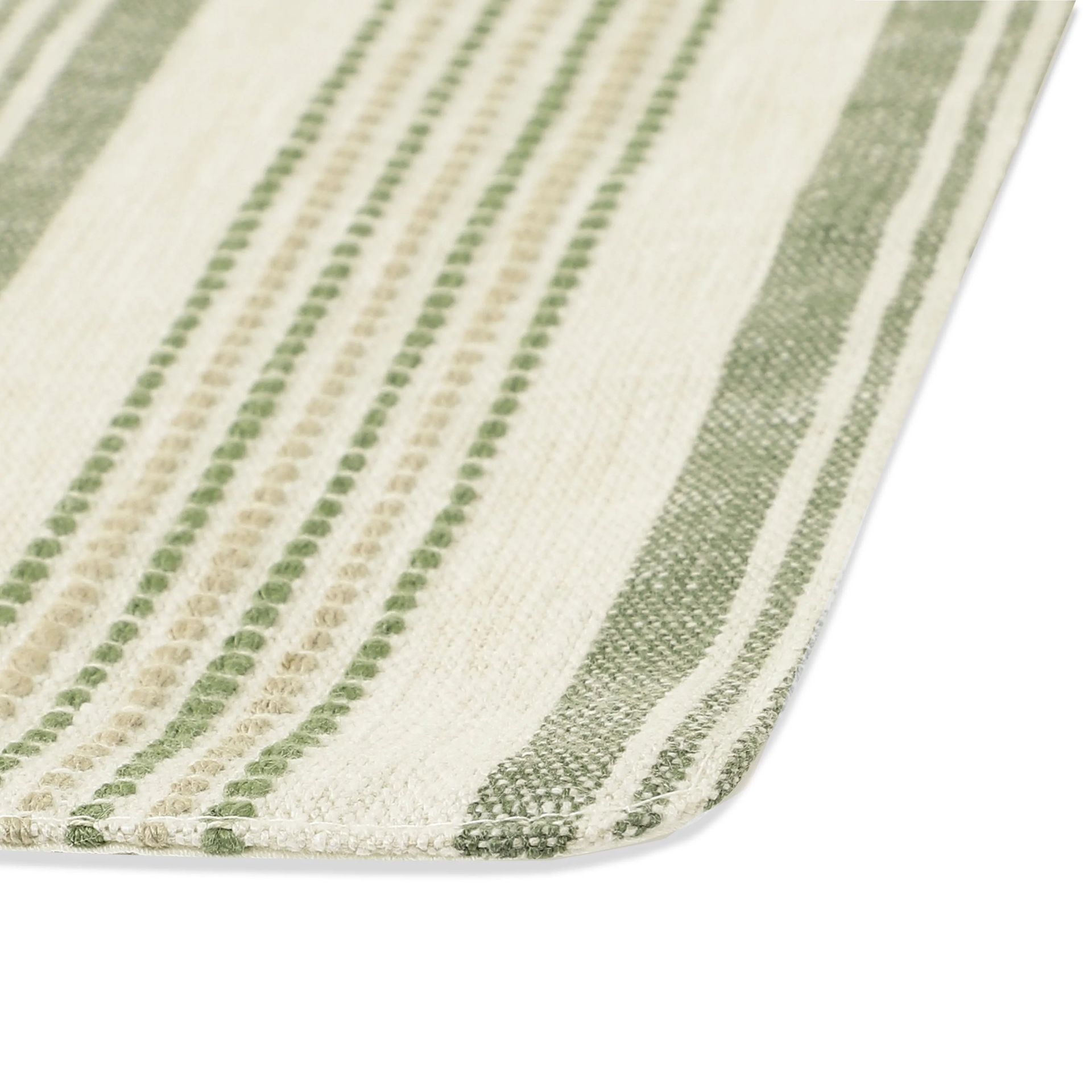 Woven Stripe 331 GSM 58% Cotton Green Set of 6 Table Mat | Kaleida