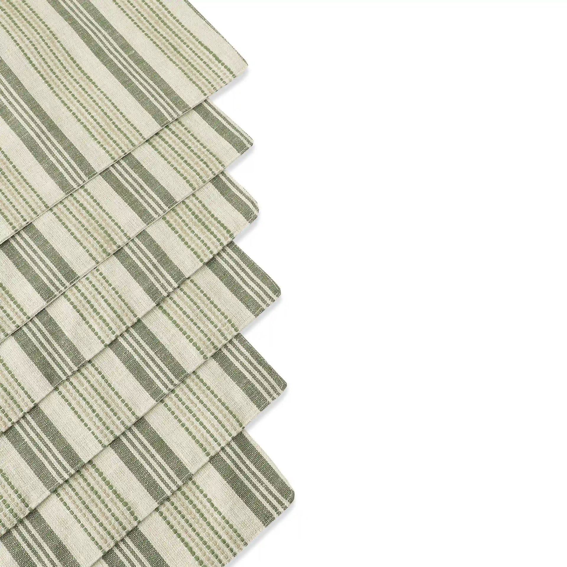 Woven Stripe 331 GSM 58% Cotton Green Set of 6 Table Mat | Kaleida