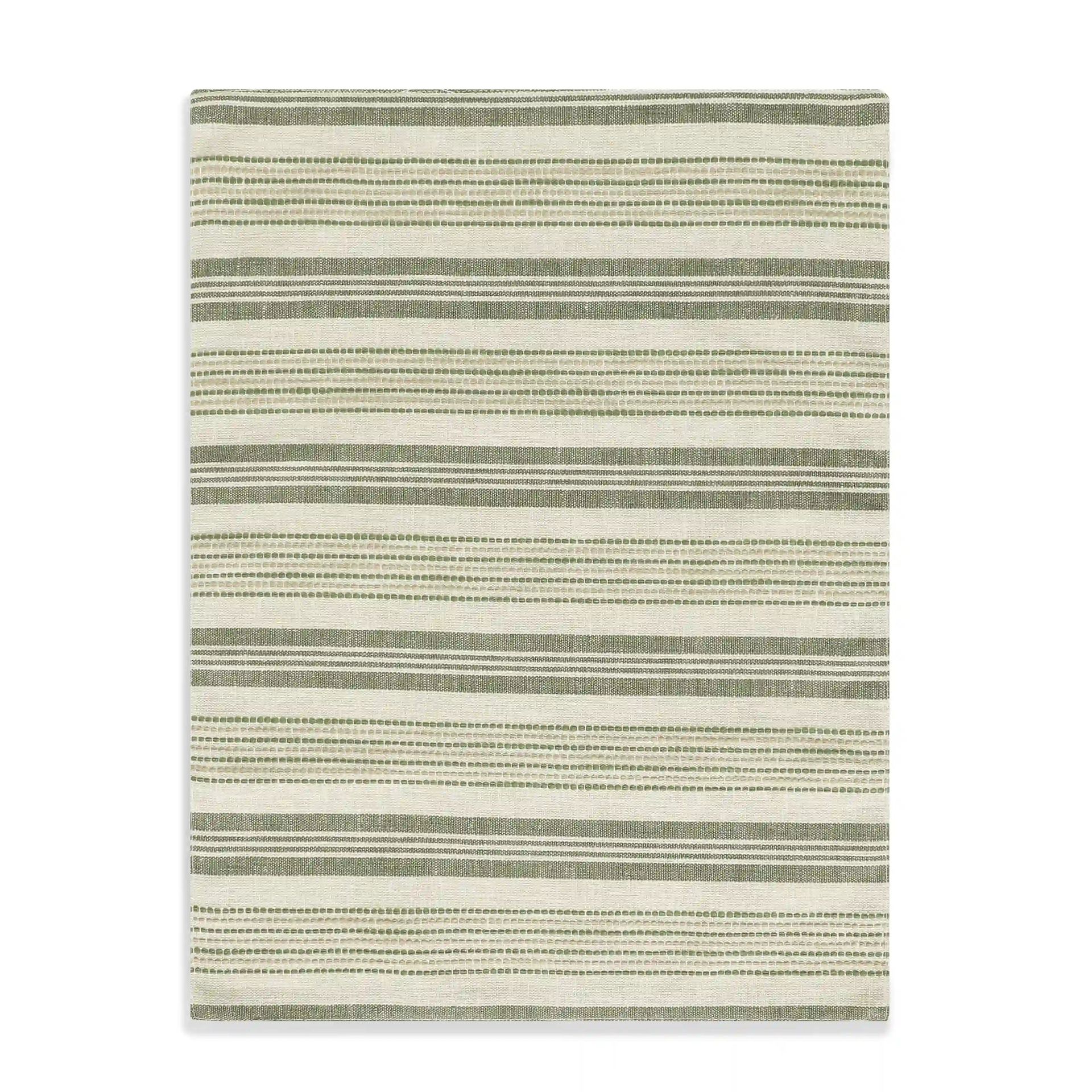 Woven Stripe 331 GSM 58% Cotton Green Set of 6 Table Mat | Kaleida