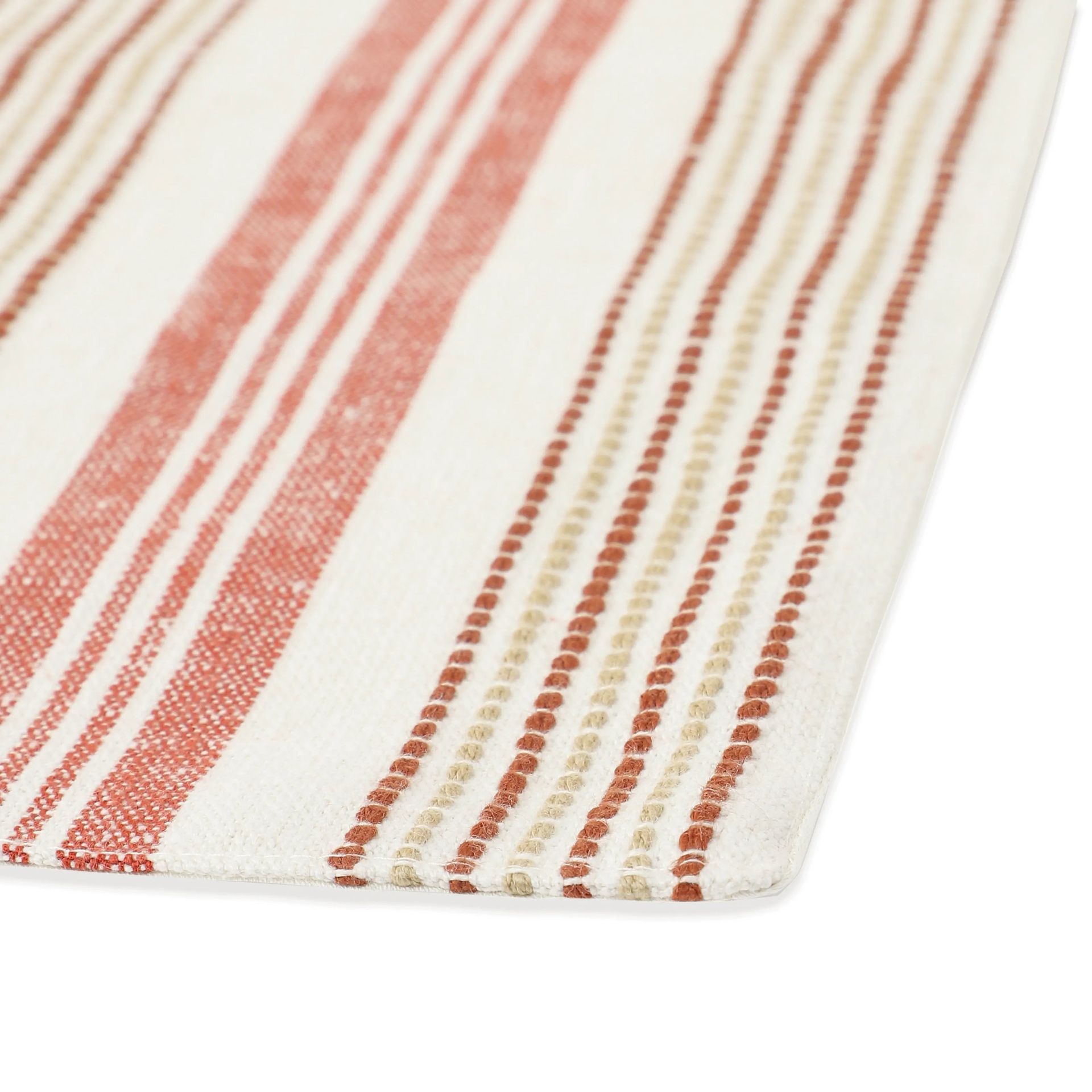 Woven Stripe 331 GSM 58% Cotton Red Set of 6 Table Mat | Kaleida