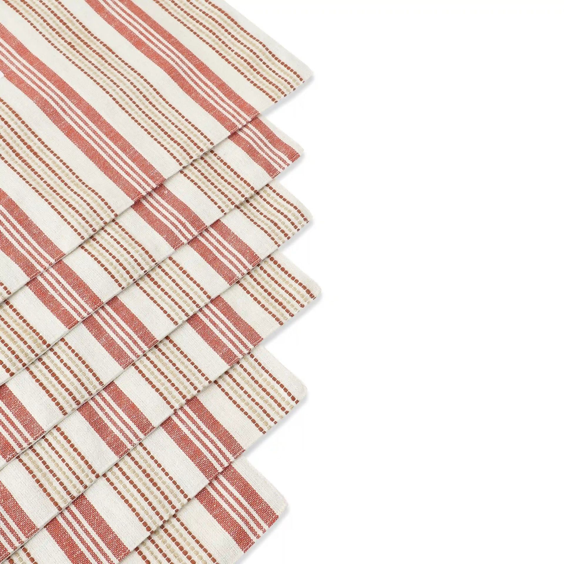 Woven Stripe 331 GSM 58% Cotton Red Set of 6 Table Mat | Kaleida
