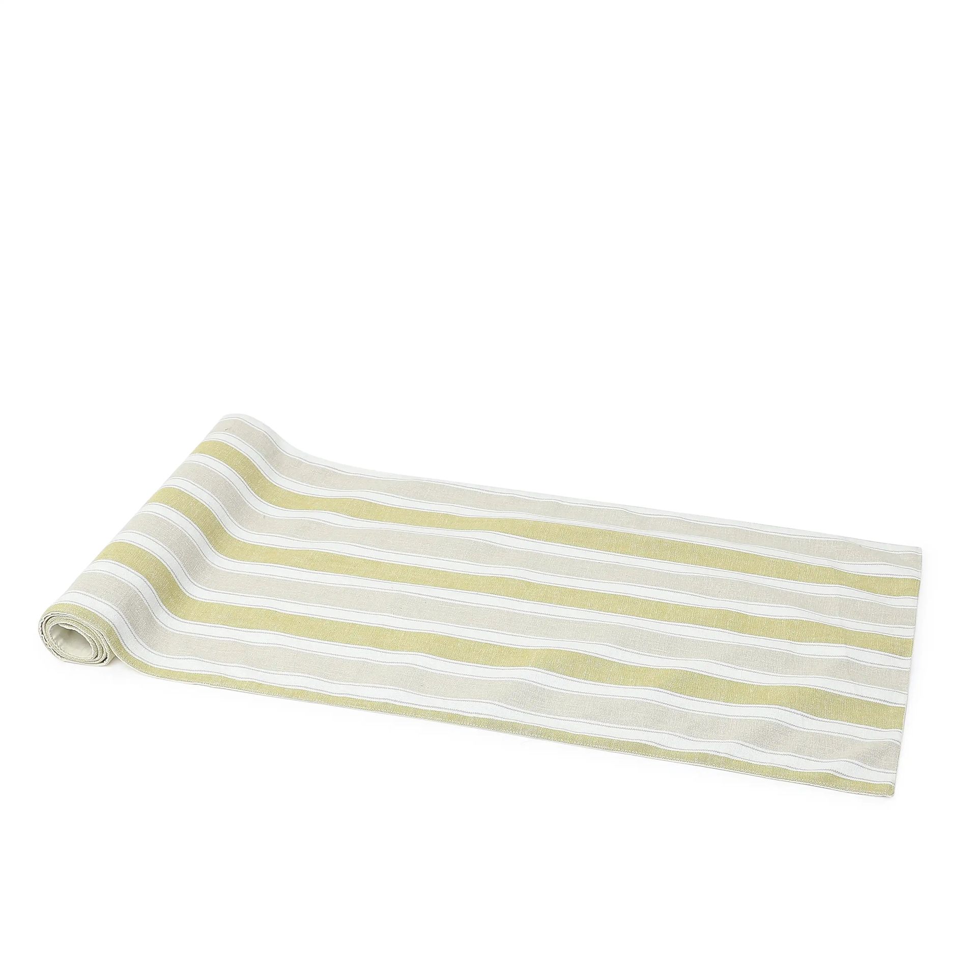 Woven Stripe 302 GSM 52% Cotton Yellow Table Runner | Kaleida