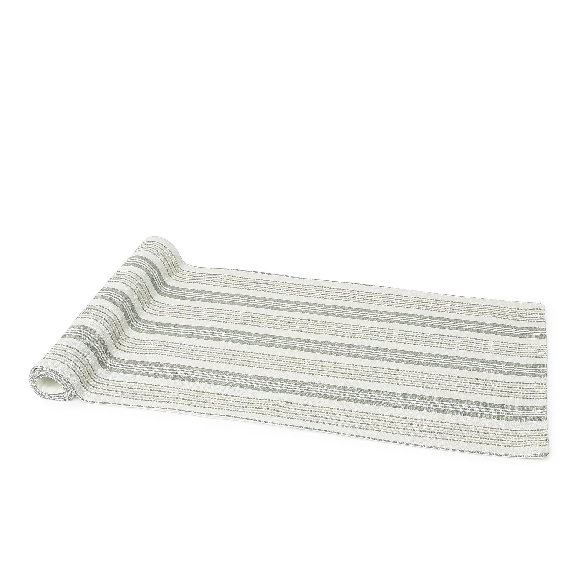 Woven Stripe 331 GSM 58% Cotton Green Table Runner | Kaleida
