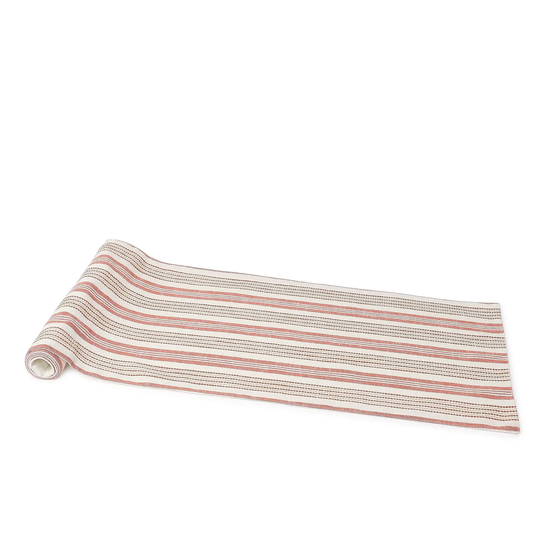 Woven Stripe 331 GSM 58% Cotton Red Table Runner | Kaleida