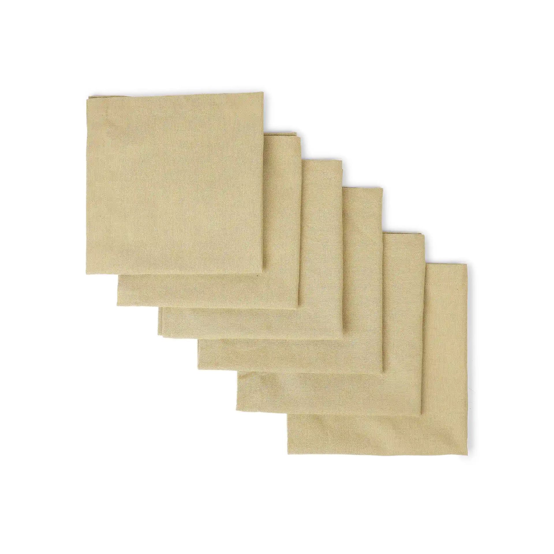 Solid Dyed 215 GSM 100% Cotton Yellow Set of 6 Table Napkin | Kaleida