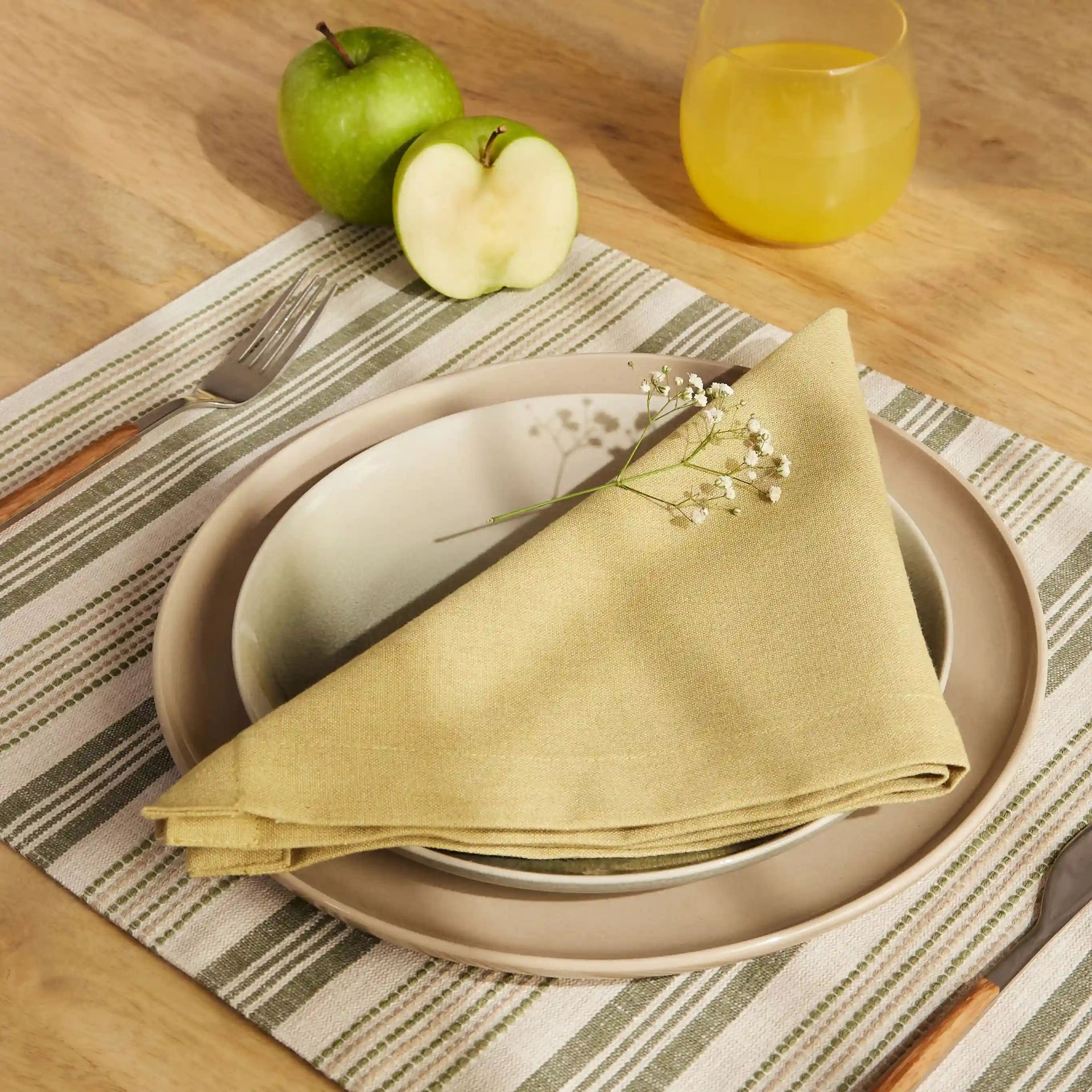 Solid Dyed 215 GSM 100% Cotton Yellow Set of 6 Table Napkin | Kaleida