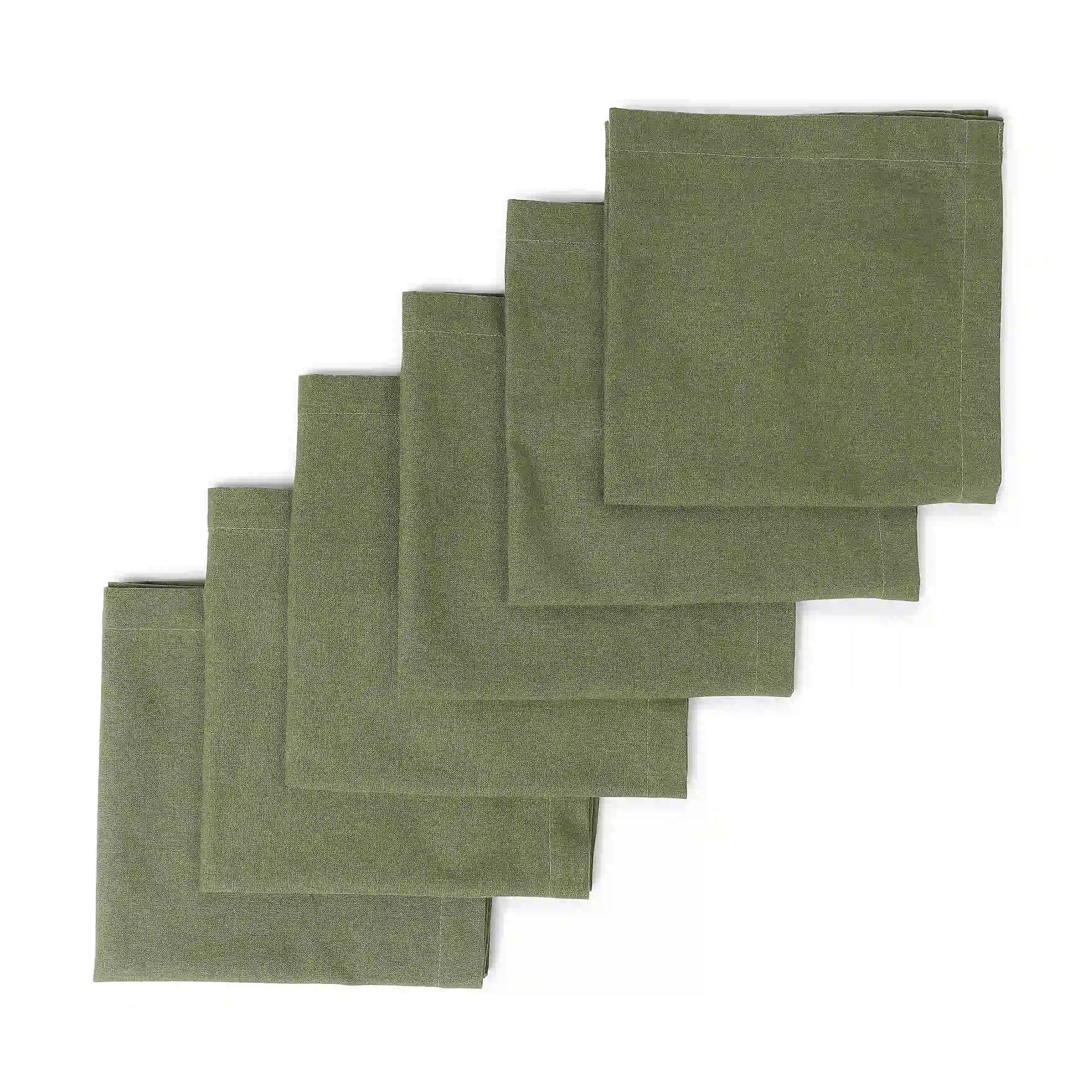 Solid Dyed 215 GSM 100% Cotton Green Set of 6 Table Napkin | Kaleida