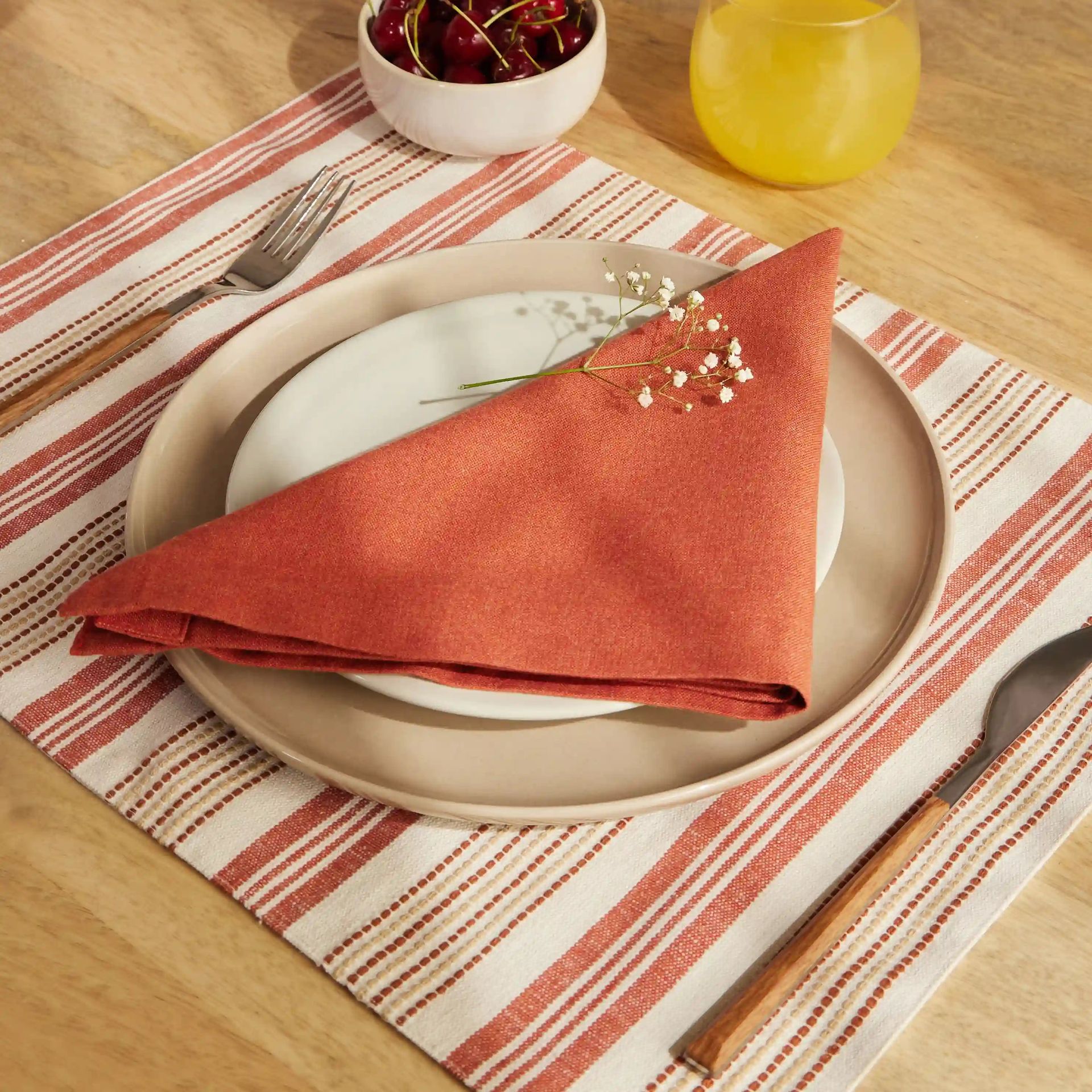 Solid Dyed 215 GSM 100% Cotton Red Set of 6 Table Napkin | Kaleida