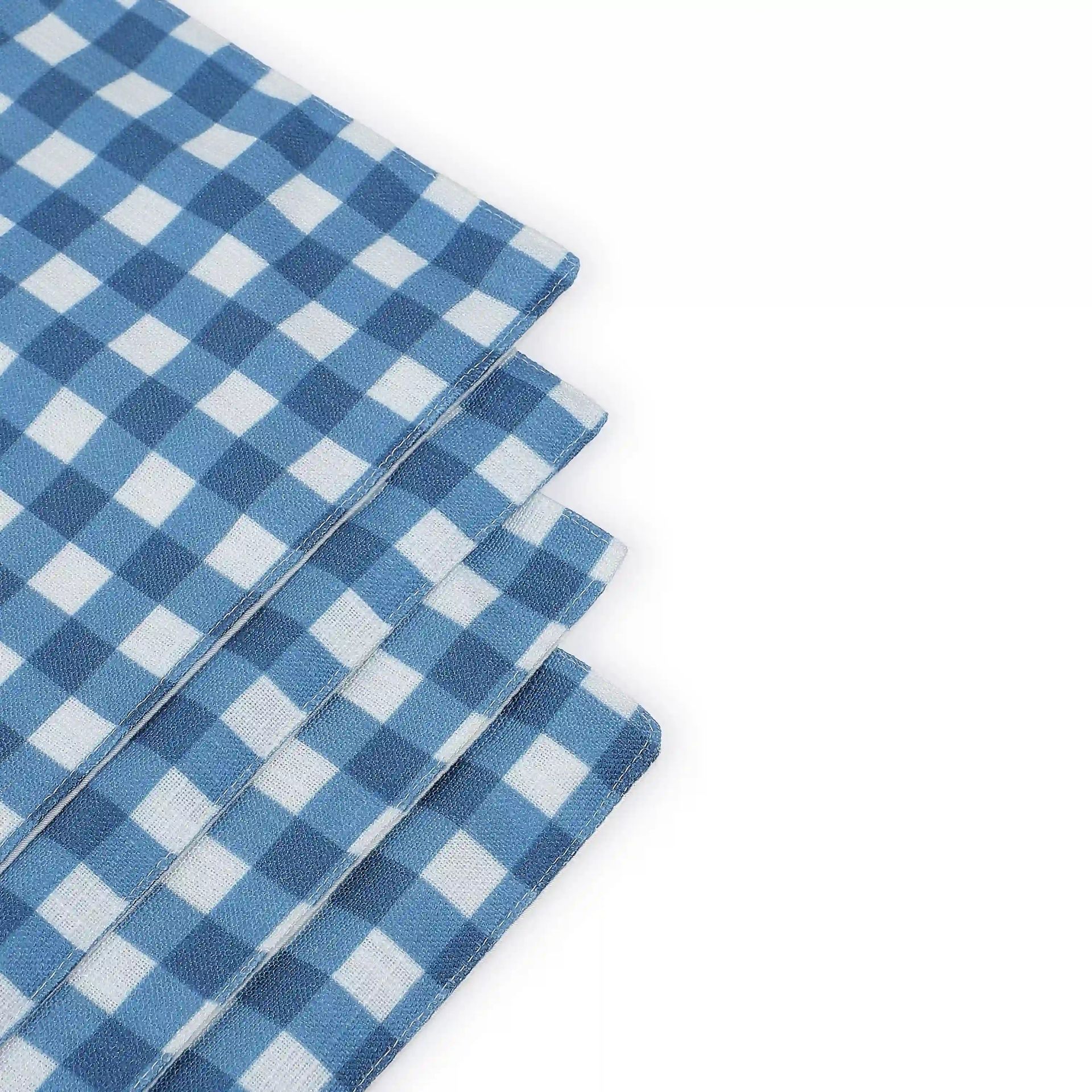 Big Gingham 319 GSM 100% Polyester Blue Set of 4 Table Mat | Nonna's Home