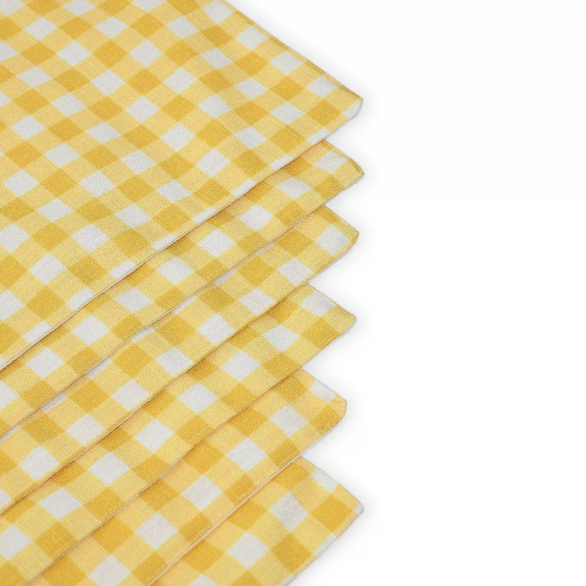 Big Gingham 319 GSM 100% Polyester Yellow Set of 4 Table Mat | Nonna's Home