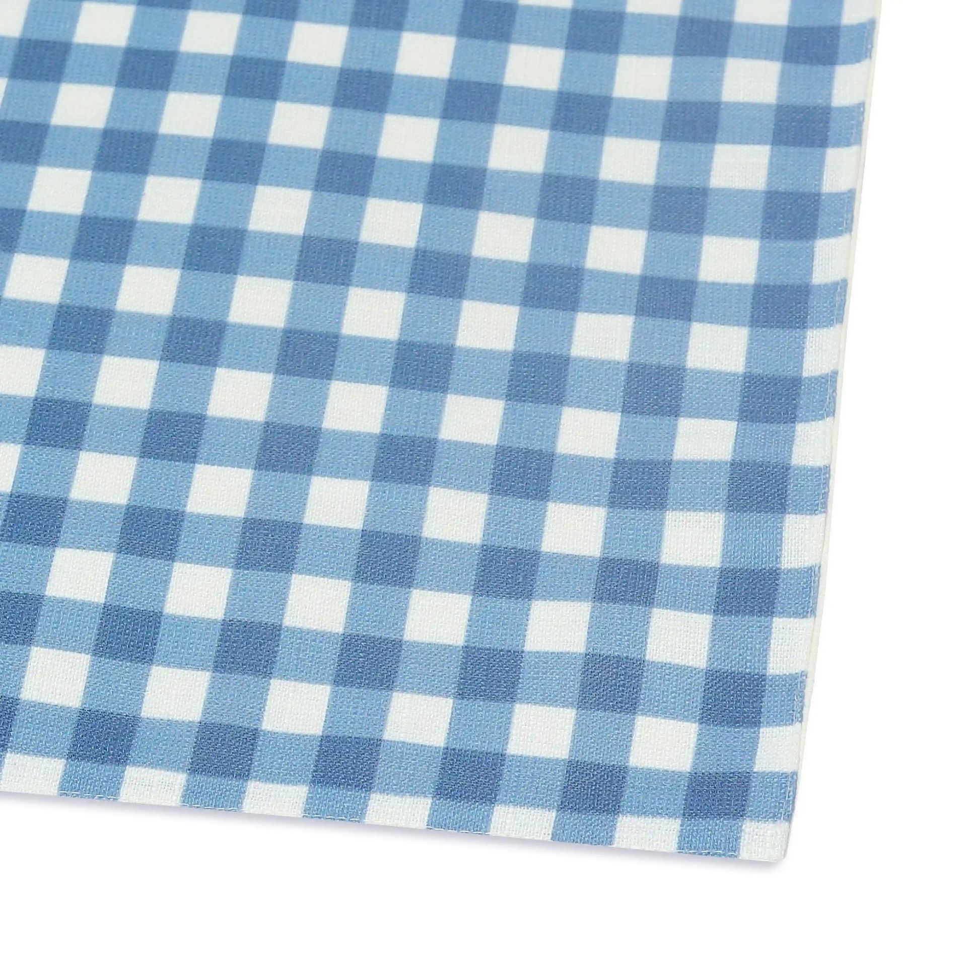 Big Gingham 319 GSM 100% Polyester Blue Table Runner | Nonna's Home