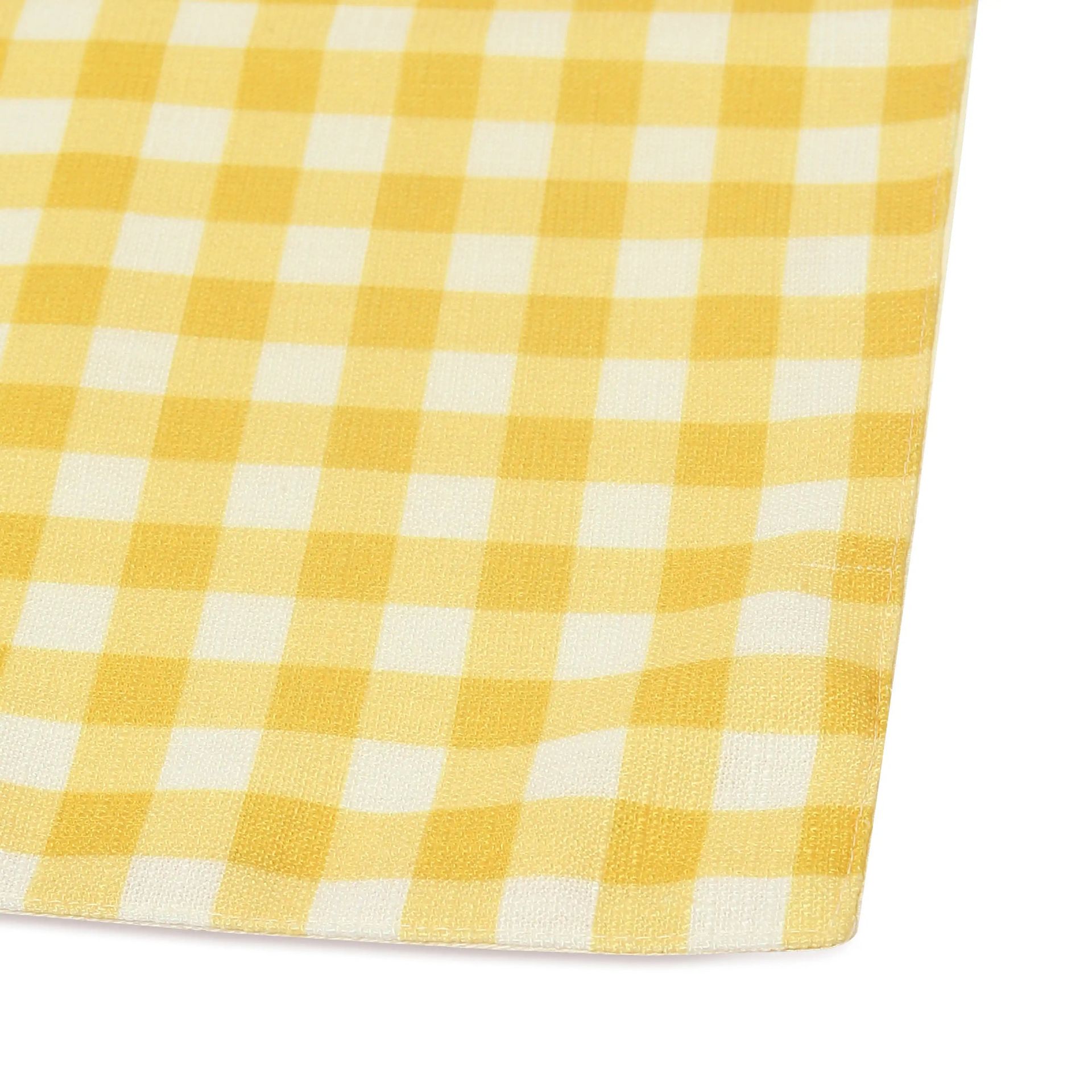 Big Gingham 319 GSM 100% Polyester Yellow Table Runner | Nonna's Home