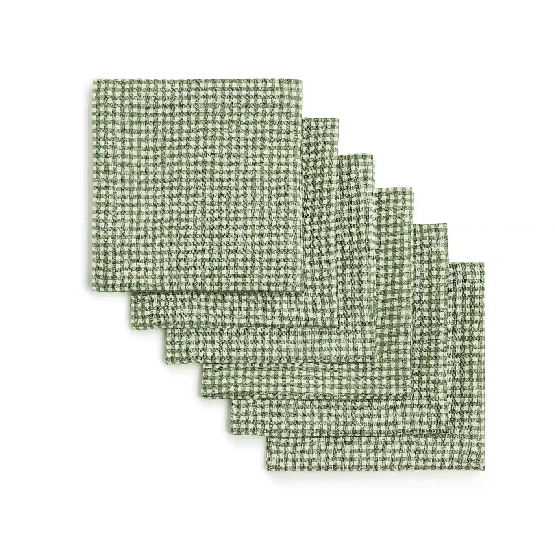Small Gingham 280 GSM 100% Cotton Green Set of 4 Table Napkin | Nonna's Home