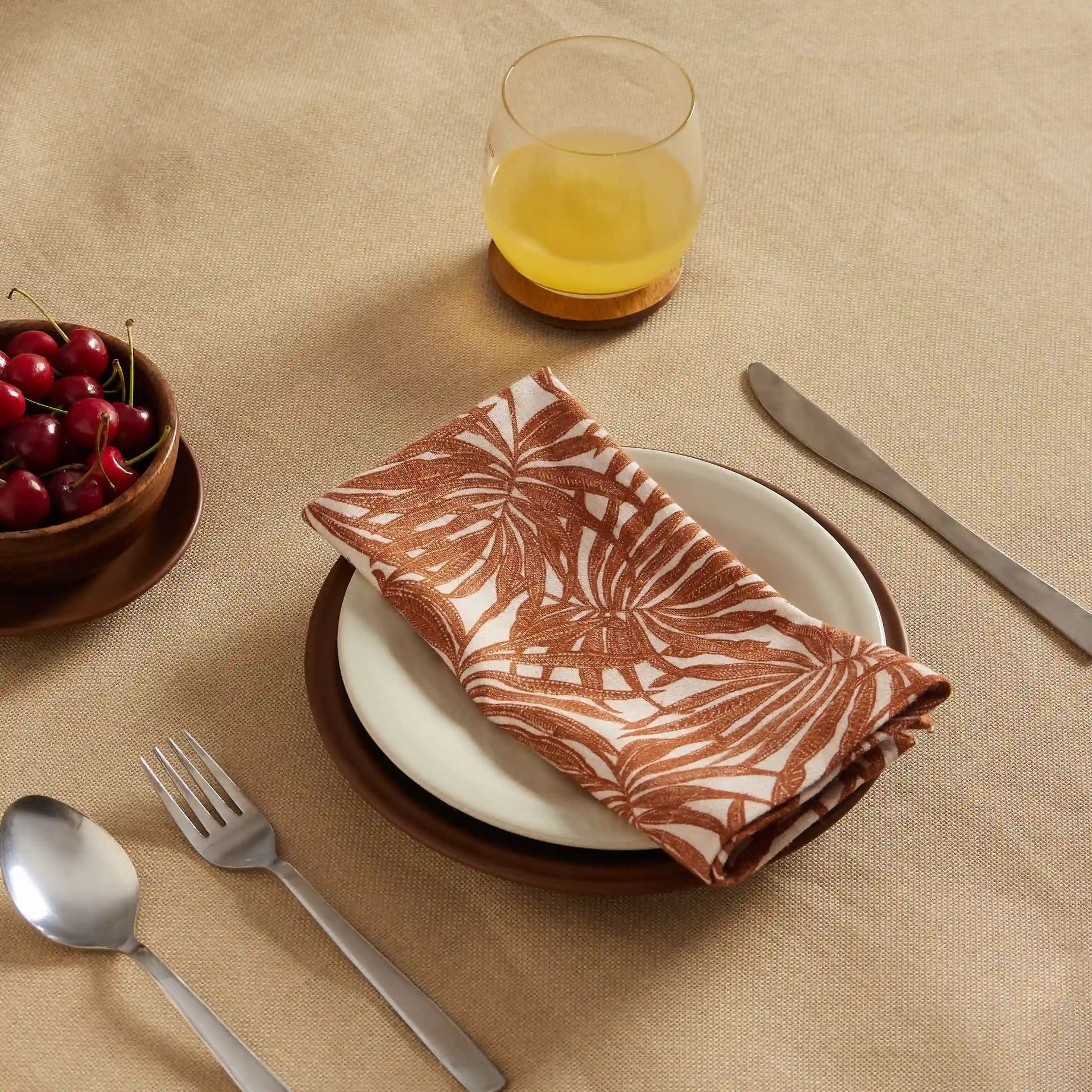 Tropical 280 GSM 100% Cotton Rust Set of 6 Table Napkin | Nonna's Home