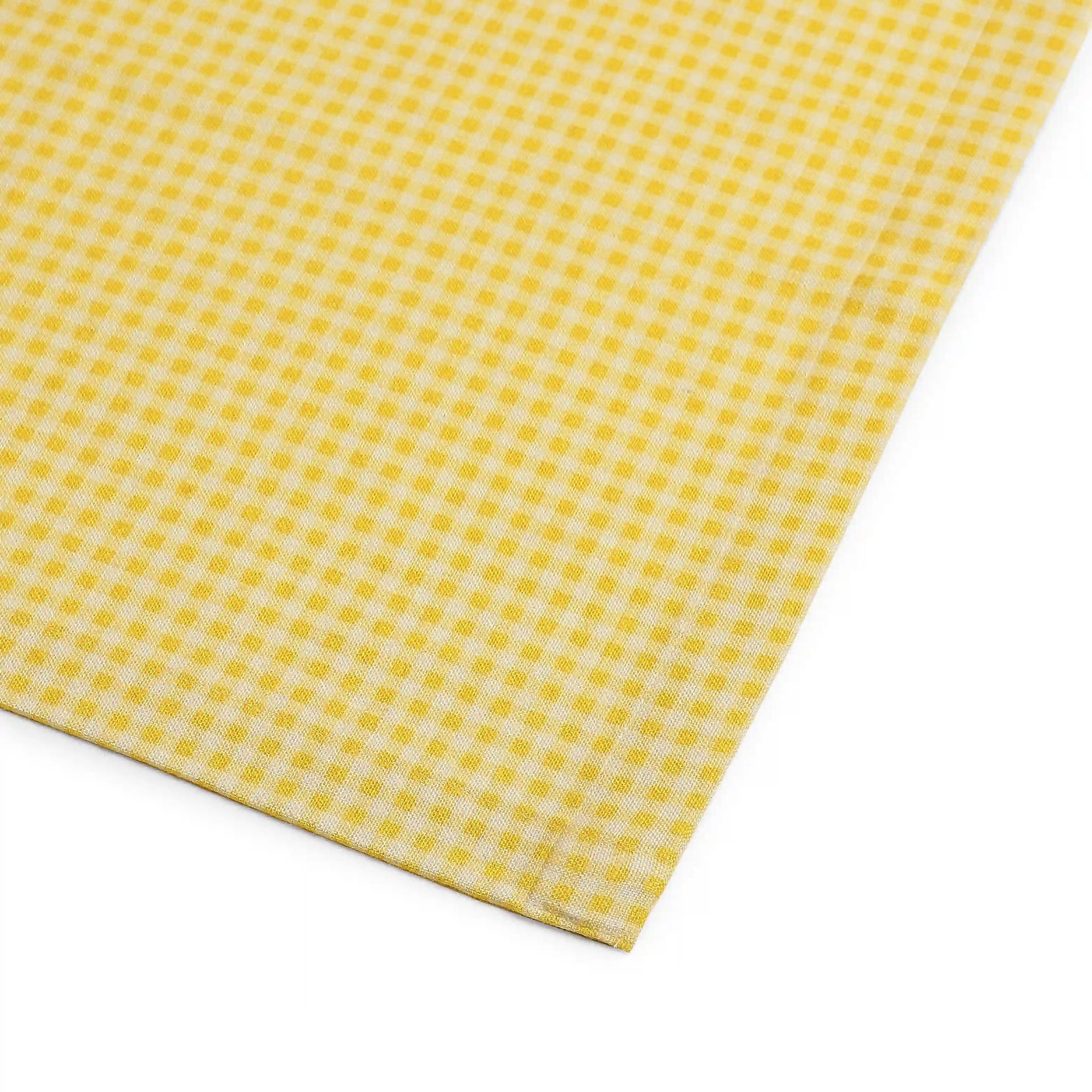 Small Gingham 280 GSM 100% Cotton Yellow Set of 6 Table Napkin | Nonna's Home