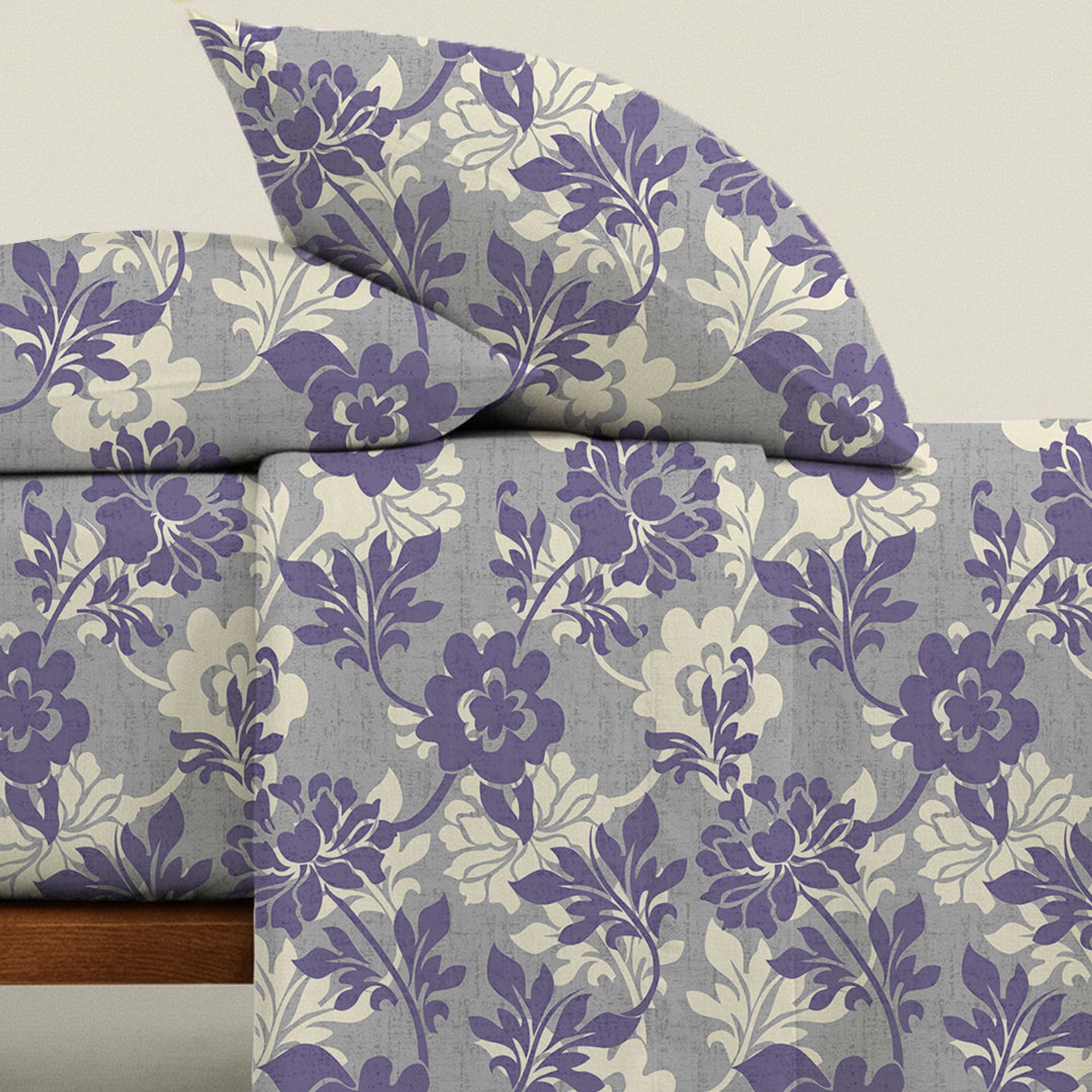 Floral 120 GSM Microfibre Blue Green Queen Fitted Sheet Set | Serene Nest