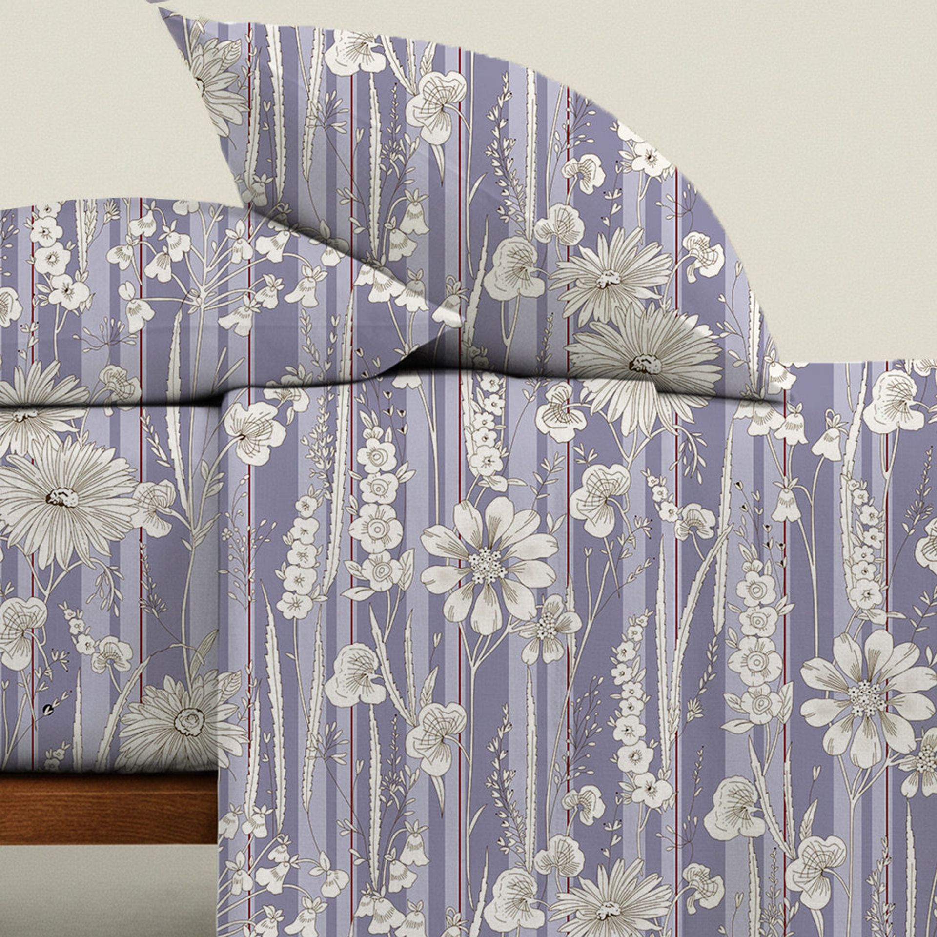 Floral 120 GSM Microfibre Blue Grey Queen Bedsheet Set | Serene Nest