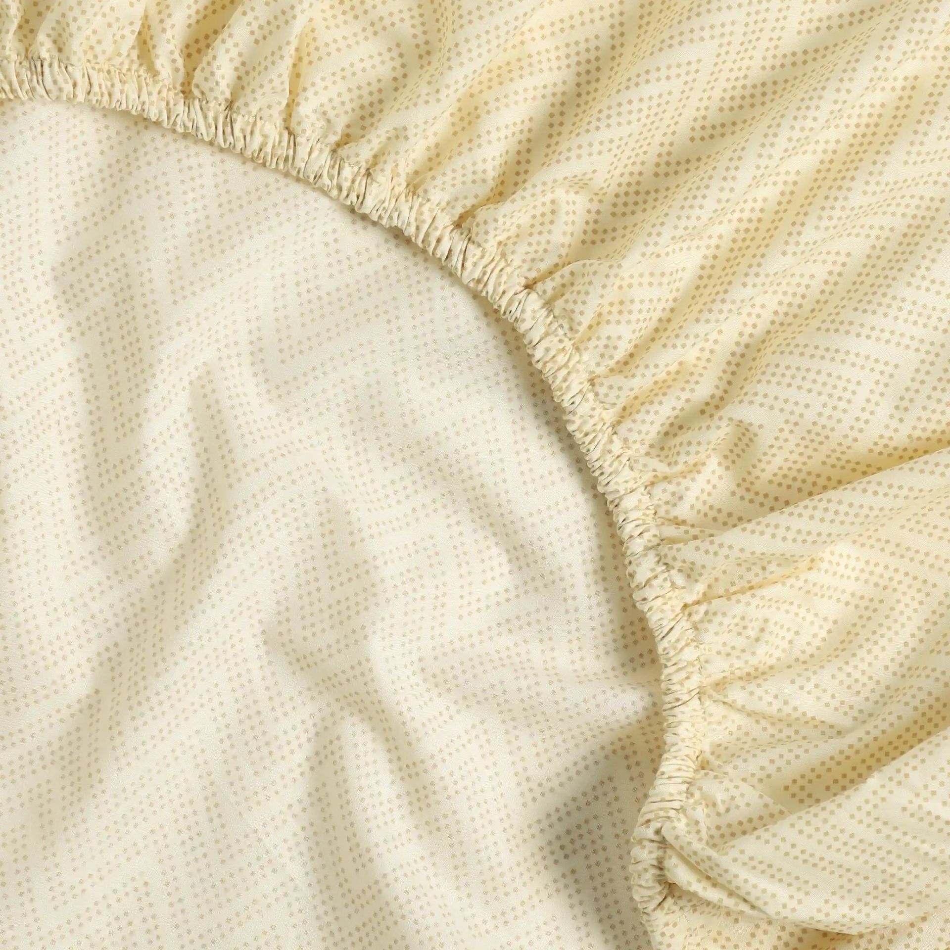 Geometric 200 TC 100% Cotton Beige King Fitted Sheet Set | Threadscapes