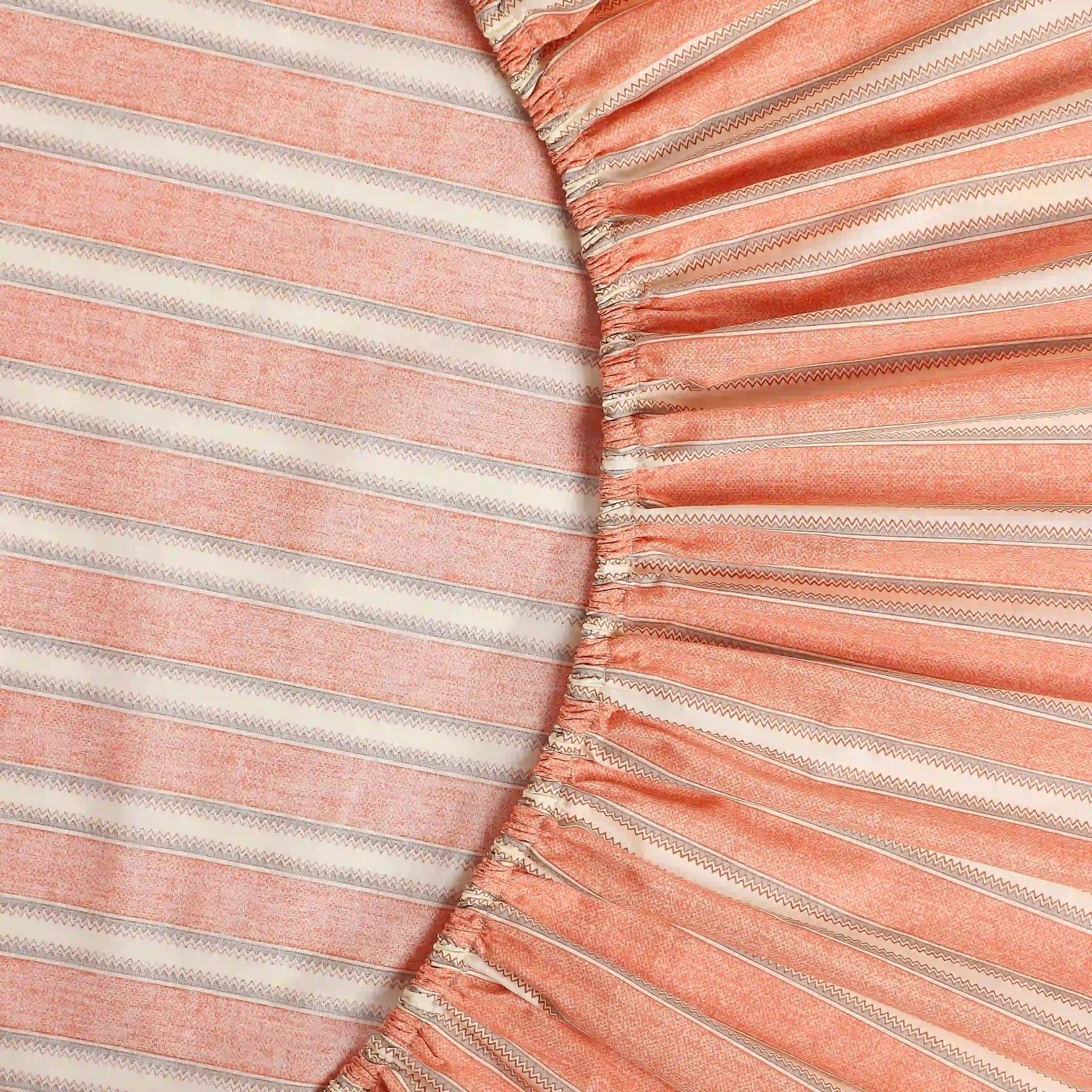 Geometric 200 TC Cotton Peach King Fitted Sheet Set | Threadscapes