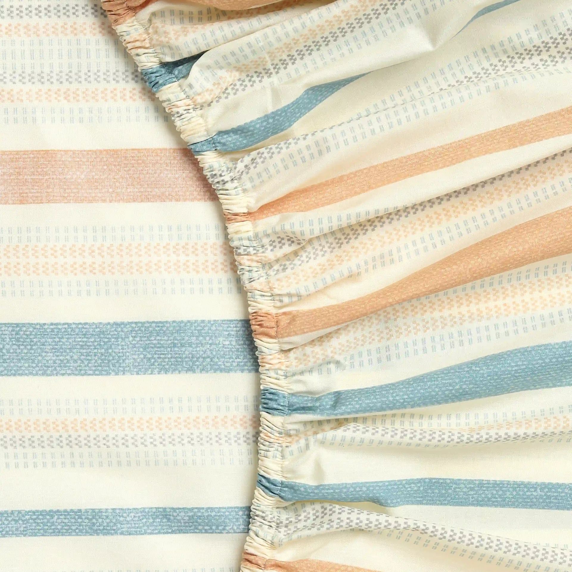 Geometric 200 TC Cotton Multicolour King Fitted Sheet Set | Threadscapes